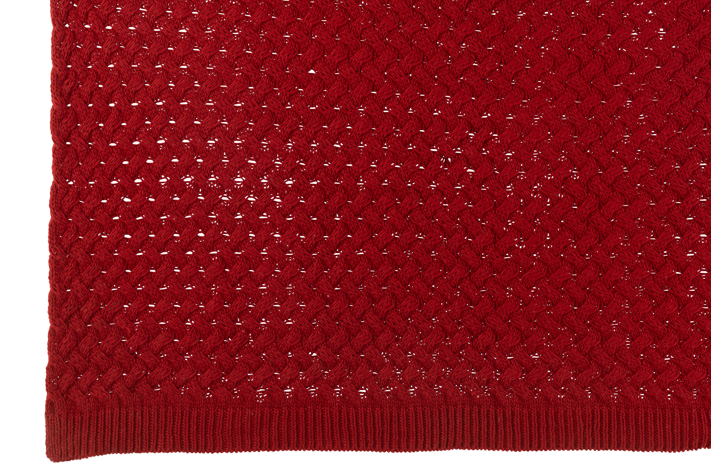 Plaid rouge en acrylique tricoté - J-LINE