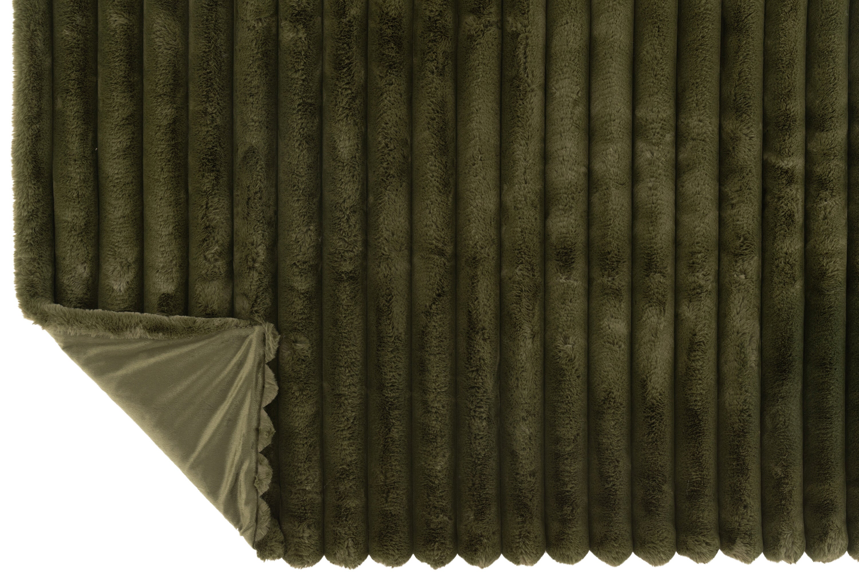 Plaid en velours côtelé polyester vert foncé - J-LINE