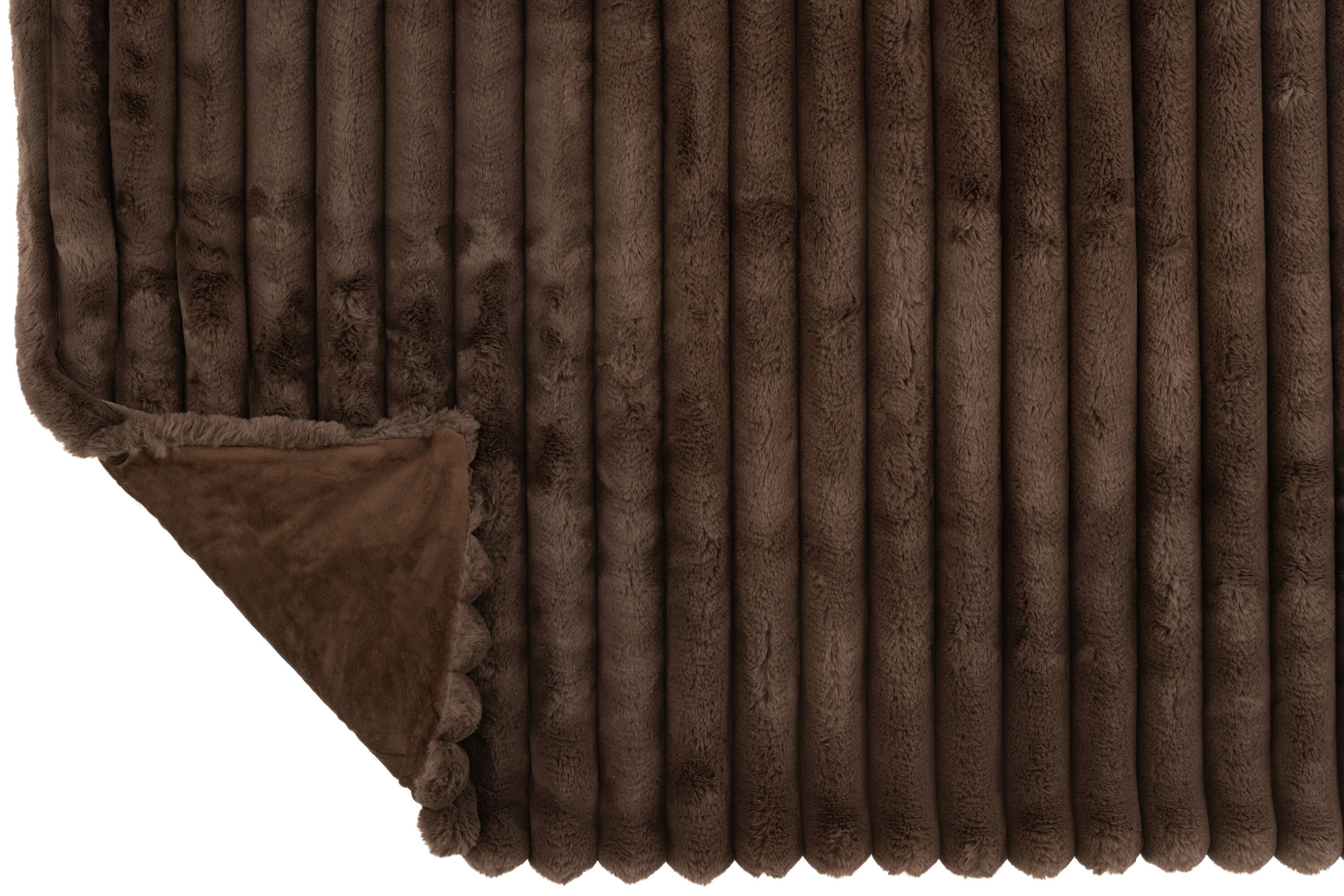 Plaid Velours côtelé Polyester marron foncé - J-LINE