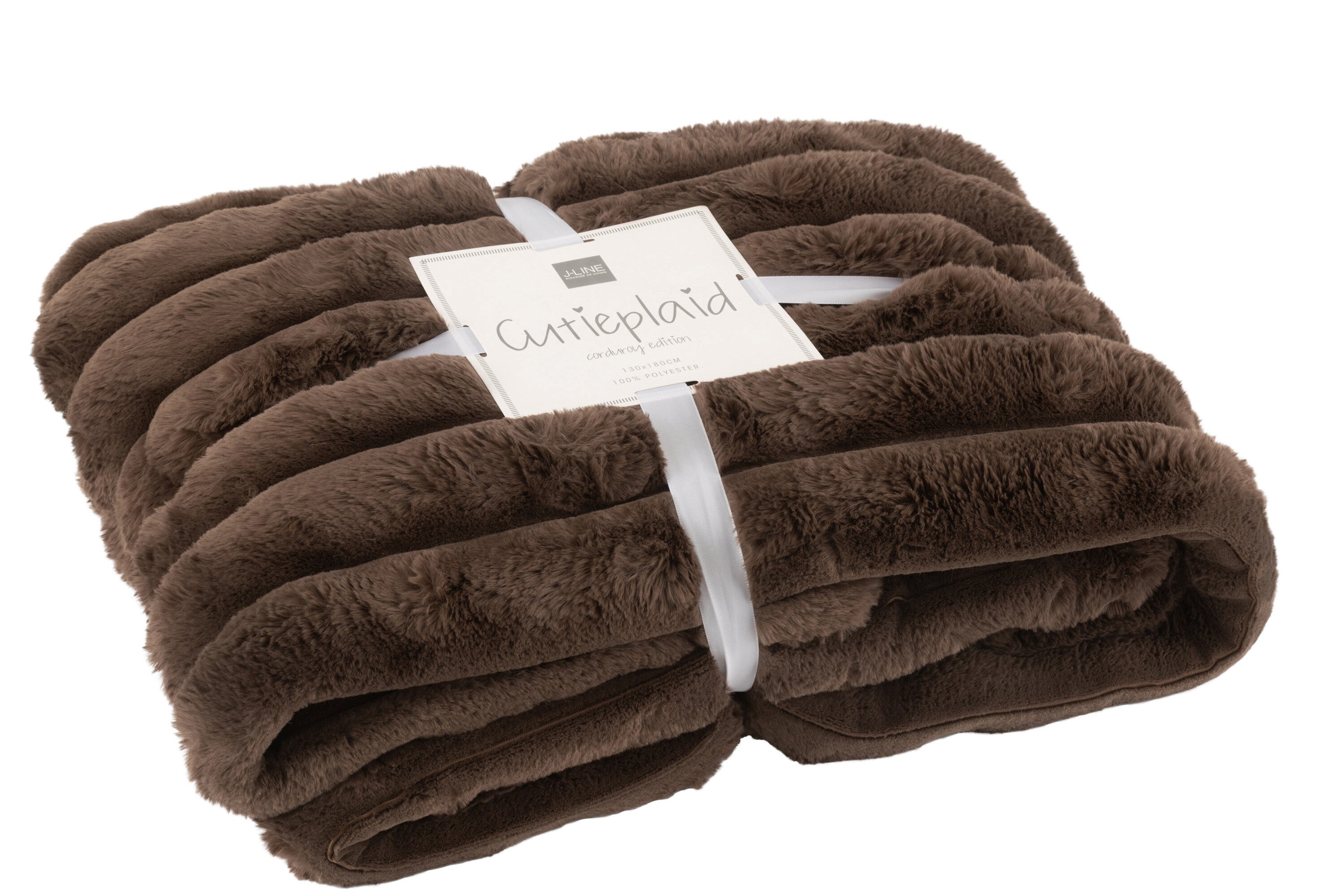 Plaid Velours côtelé Polyester marron foncé - J-LINE
