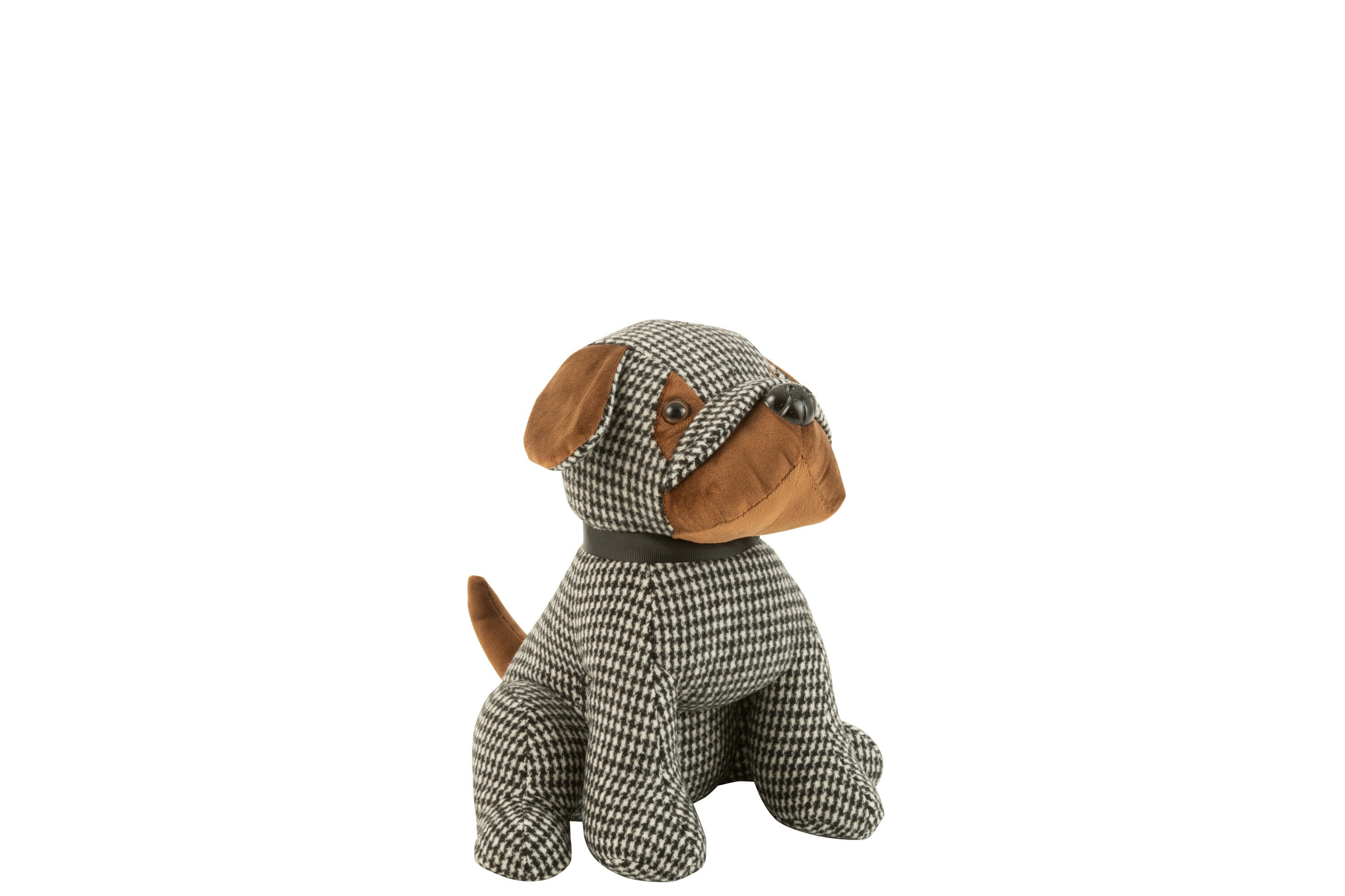 Deurstopper Hond Geruit Polyester Zwart/Bruin S - J-LINE
