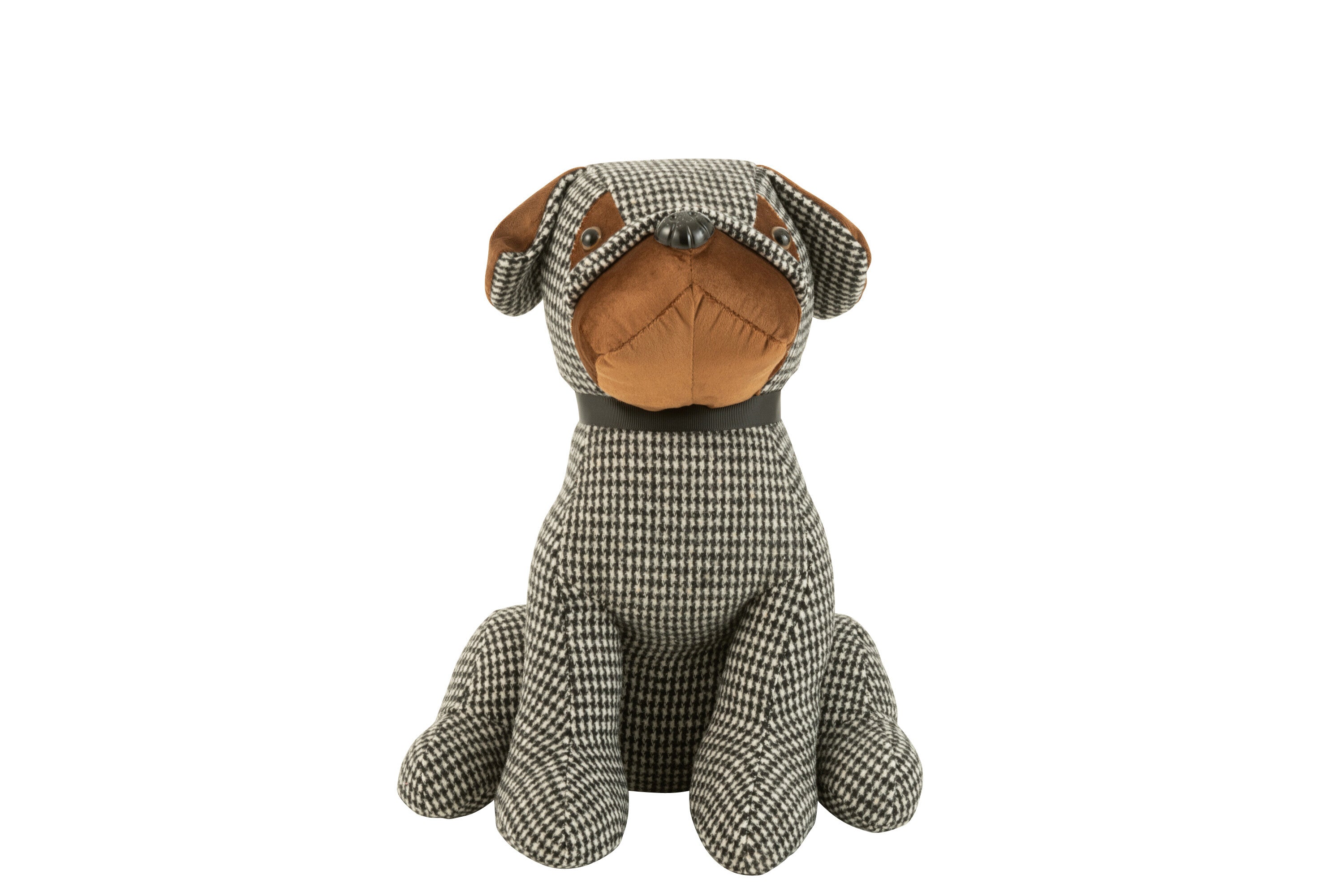 Deurstopper Hond Geruit Polyester Zwart/Bruin L - J-LINE