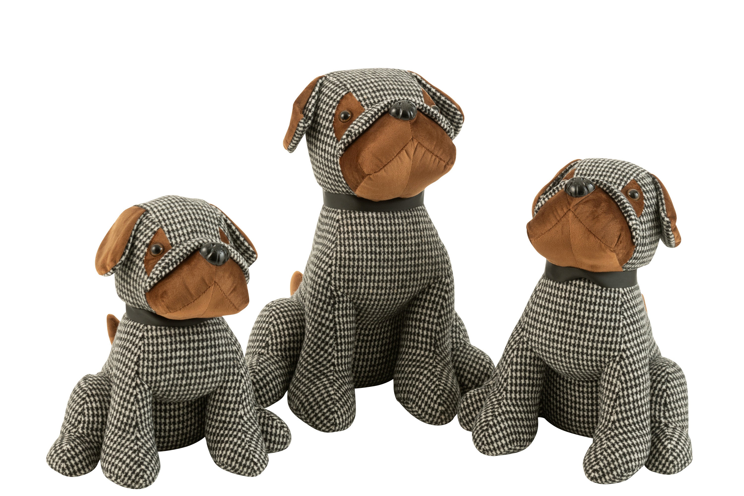 Deurstopper Hond Geruit Polyester Zwart/Bruin L - J-LINE