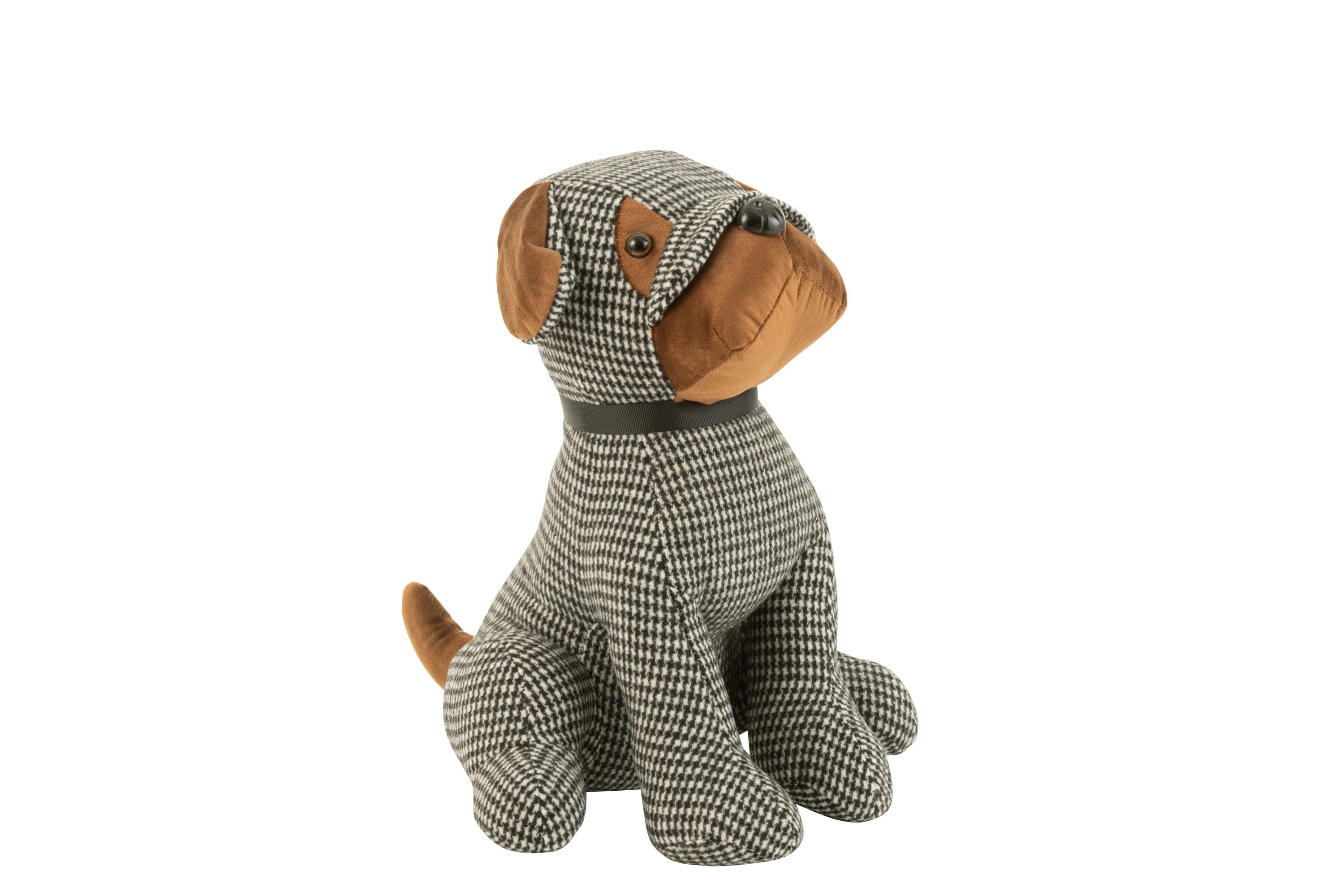Deurstopper Hond Geruit Polyester Zwart/Bruin L - J-LINE