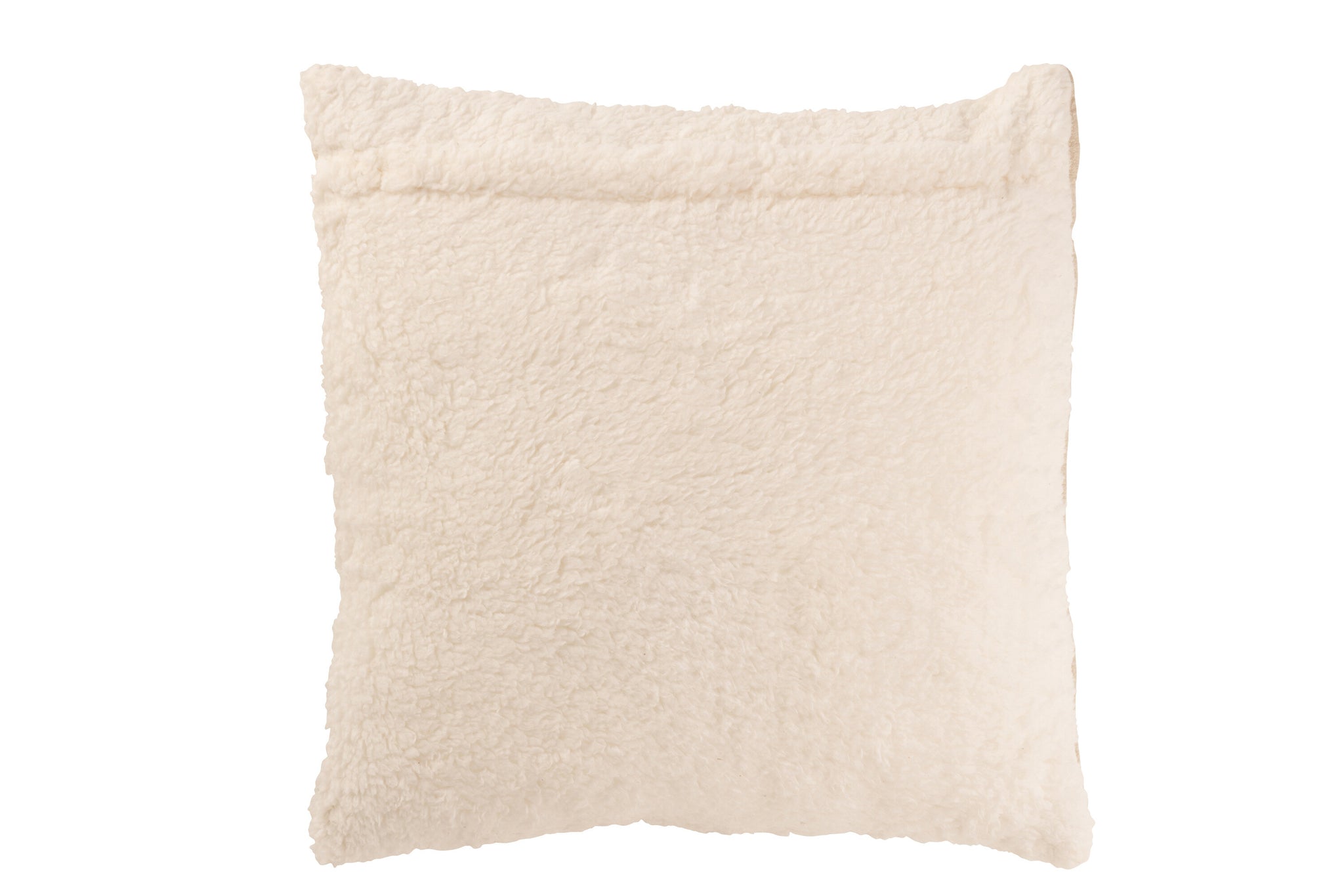 Coussin Teddy lignes piquées beige - J-LINE
