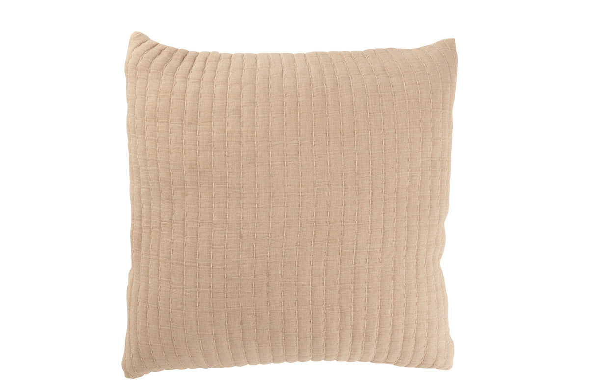 Coussin Teddy lignes piquées beige - J-LINE