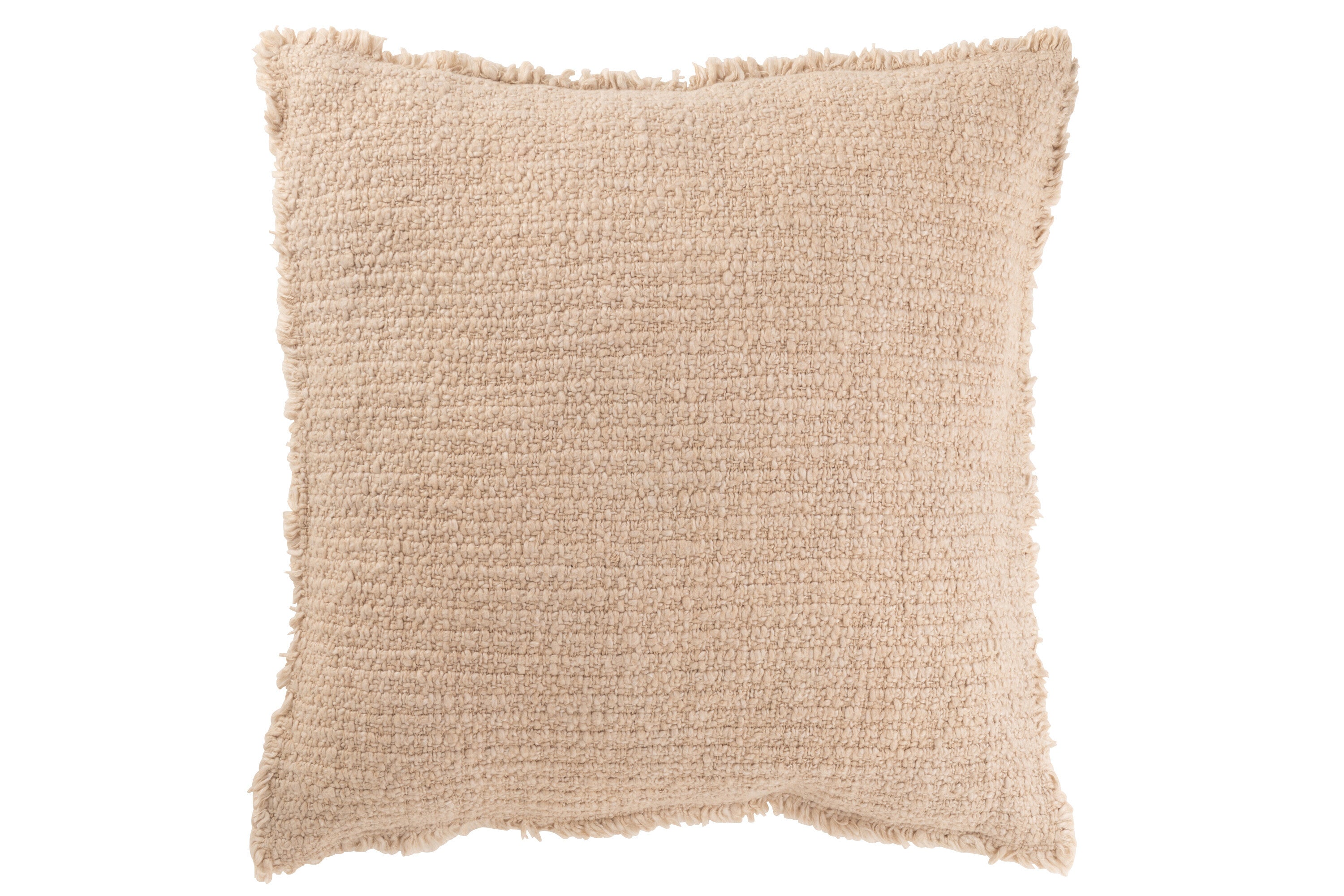 Kussen rafelig katoen/polyester beige - J-LINE