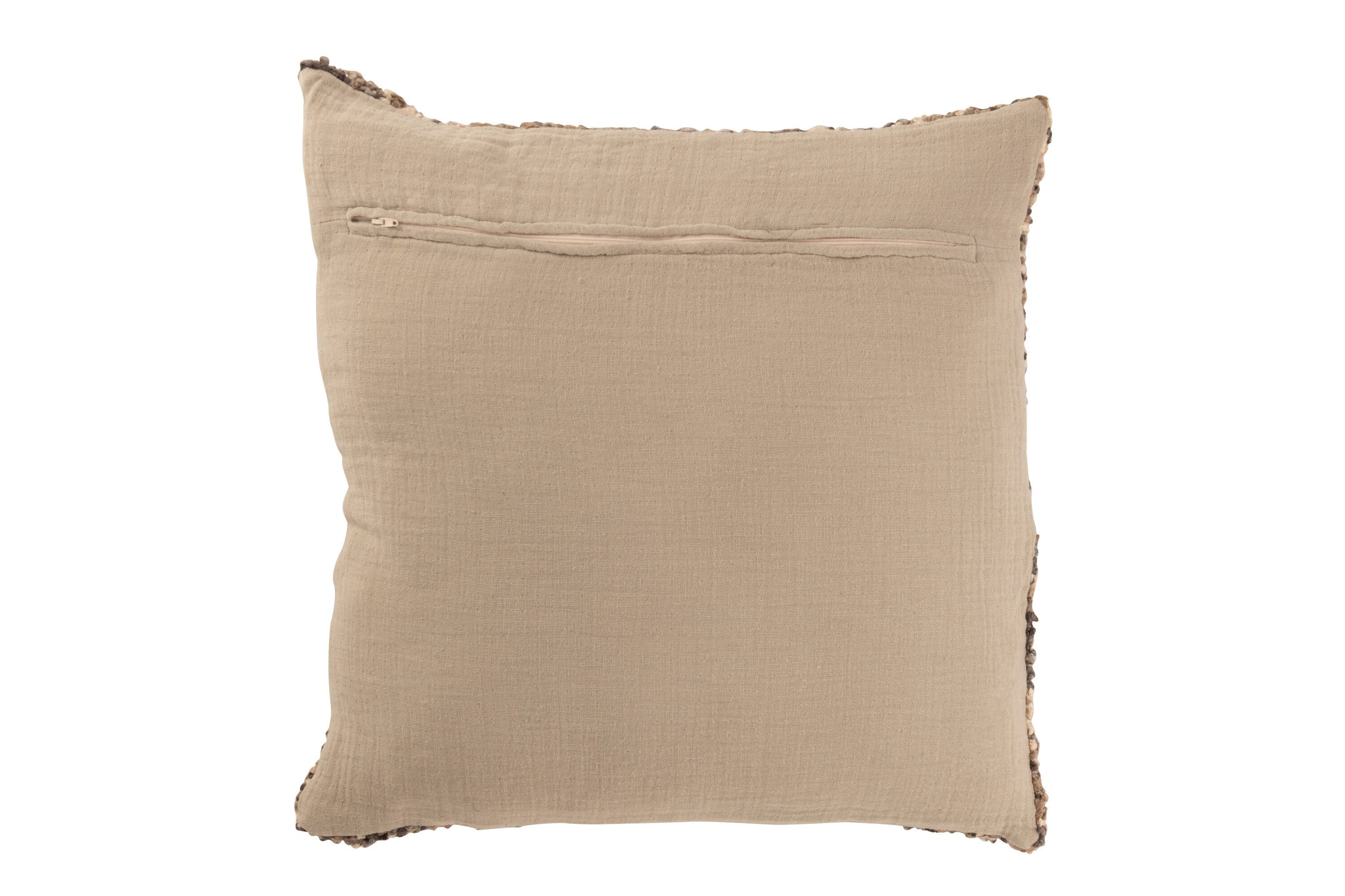 Coussin tweed acrylique/coton brun/beige - J-LINE