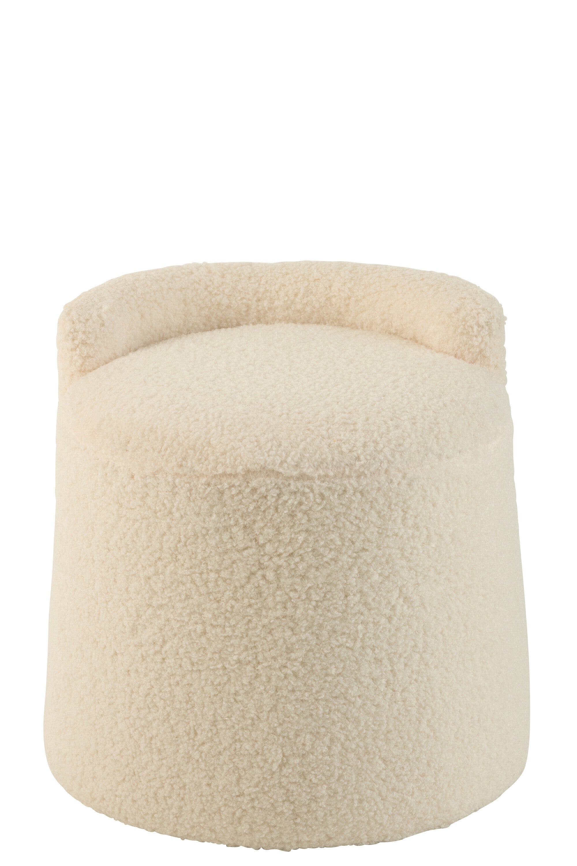 Poef Teddy + rug Bouclé Wit - J-LINE