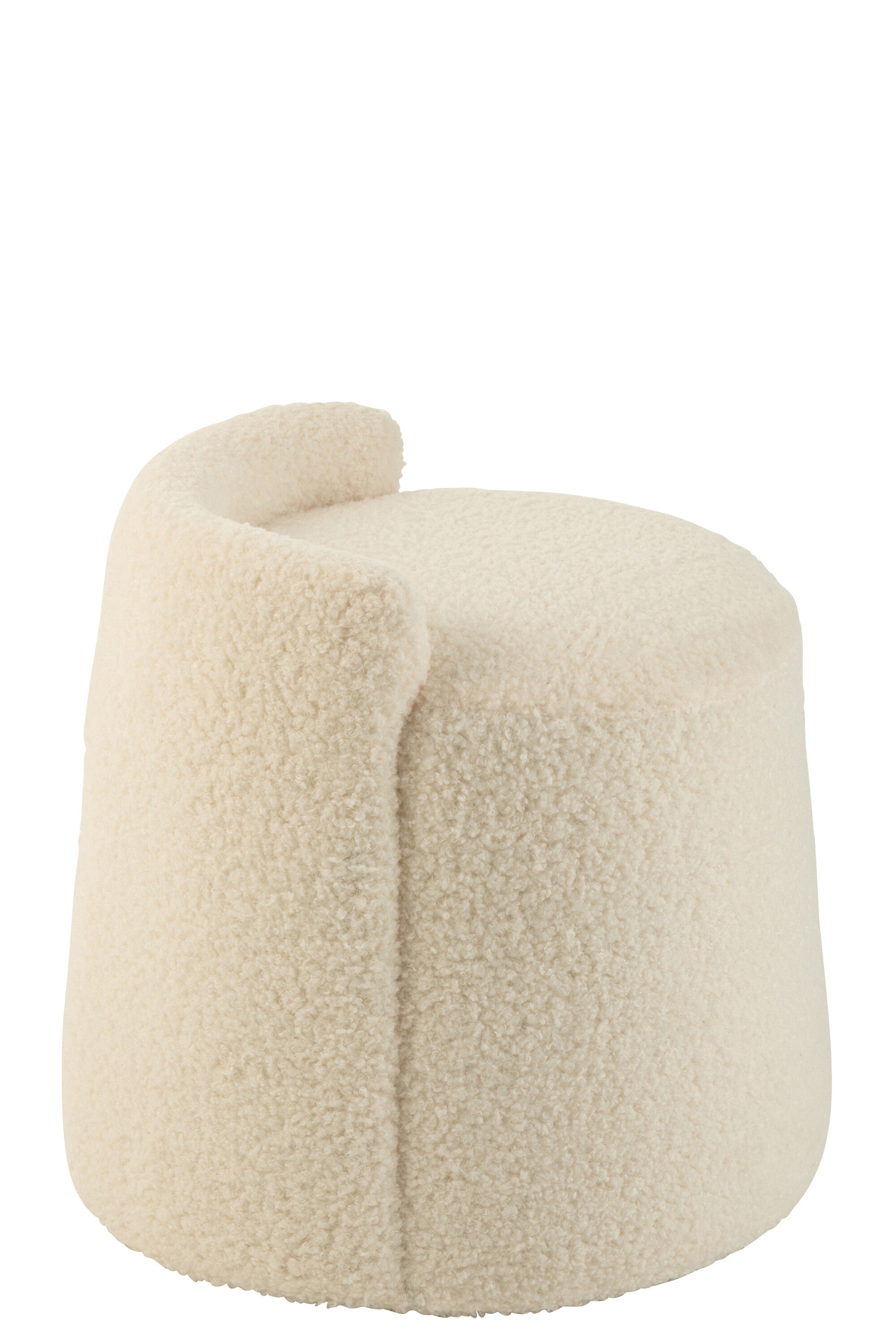 Poef Teddy + rug Bouclé Wit - J-LINE