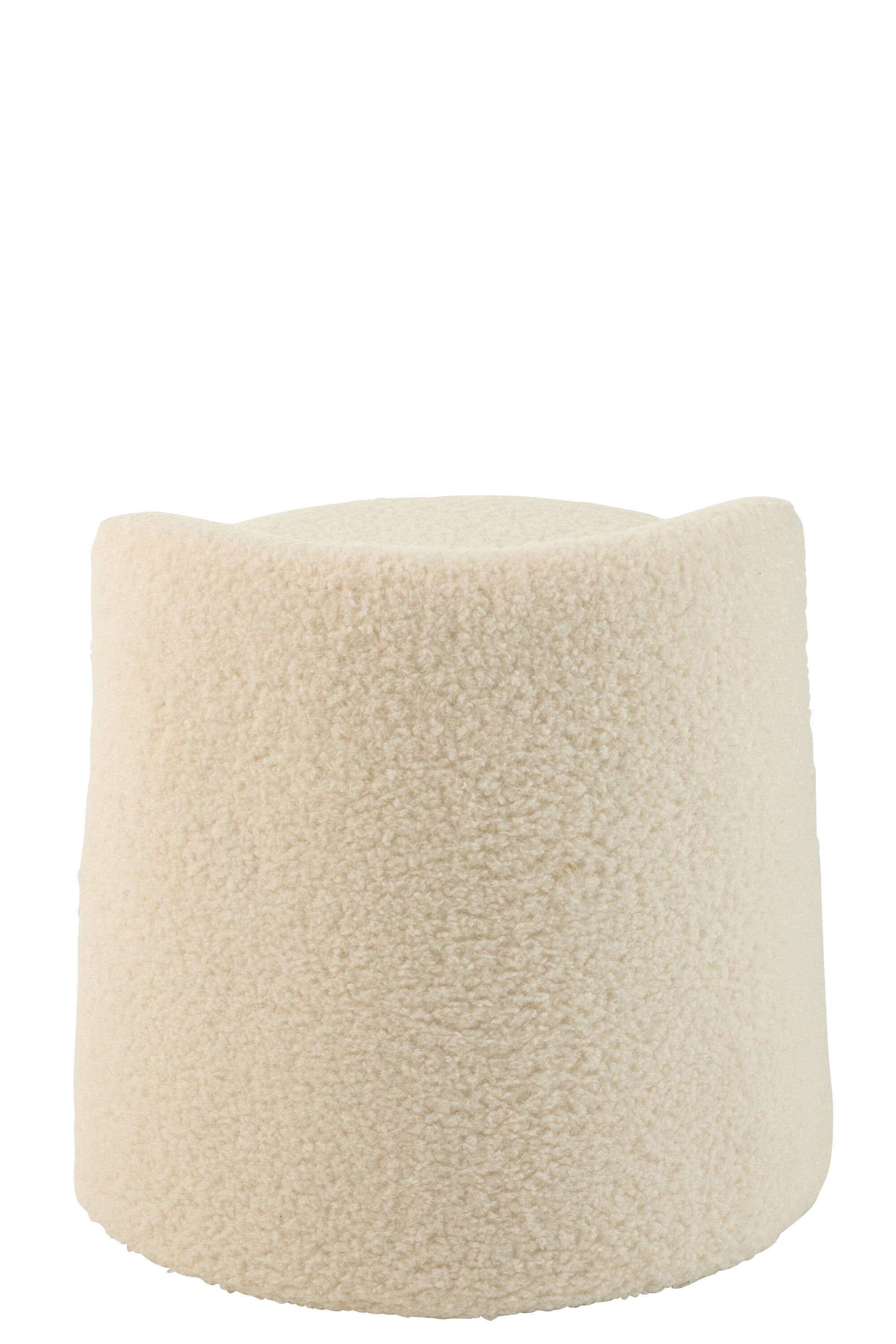 Poef Teddy + rug Bouclé Wit - J-LINE