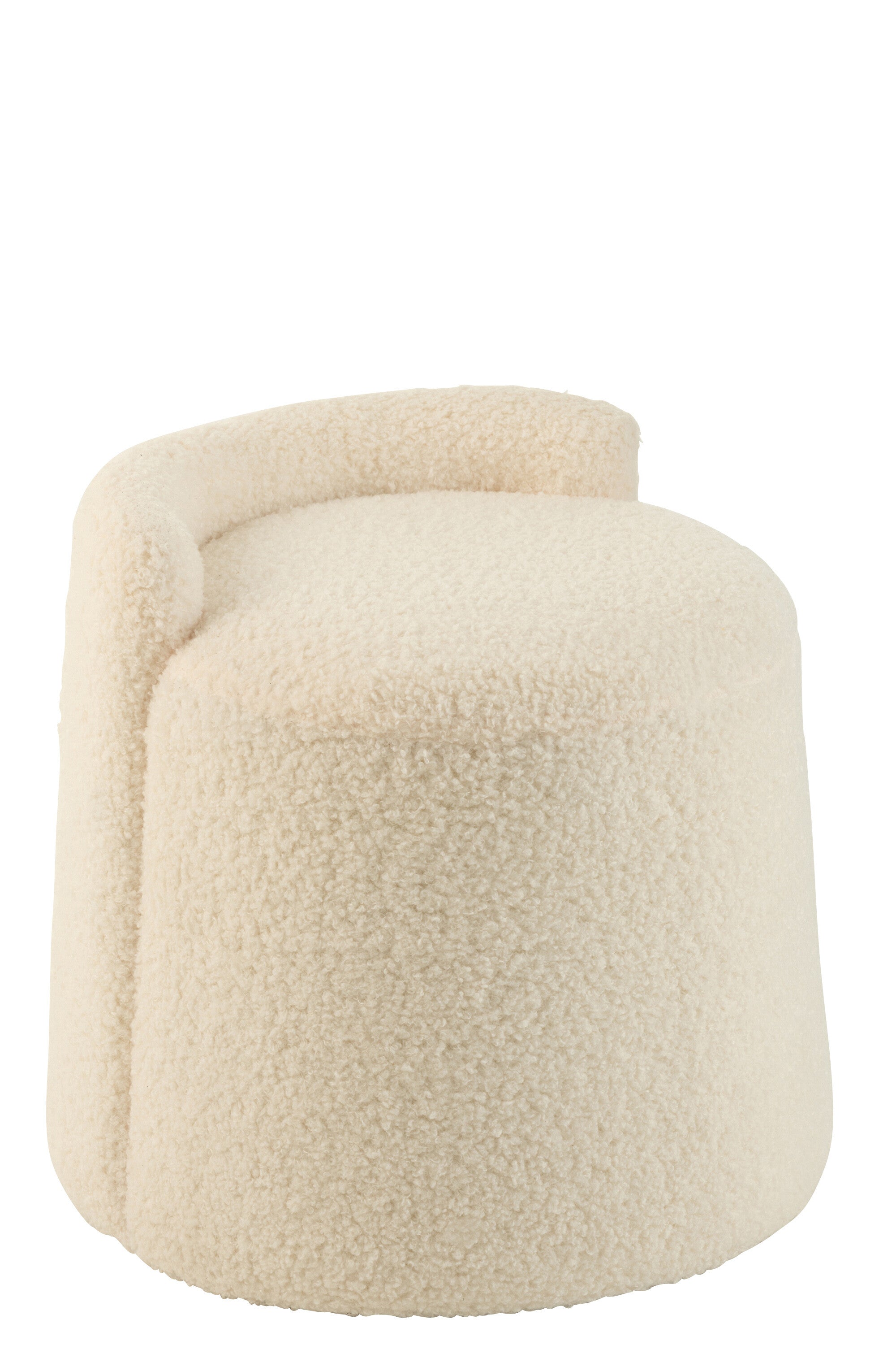 Poef Teddy + rug Bouclé Wit - J-LINE