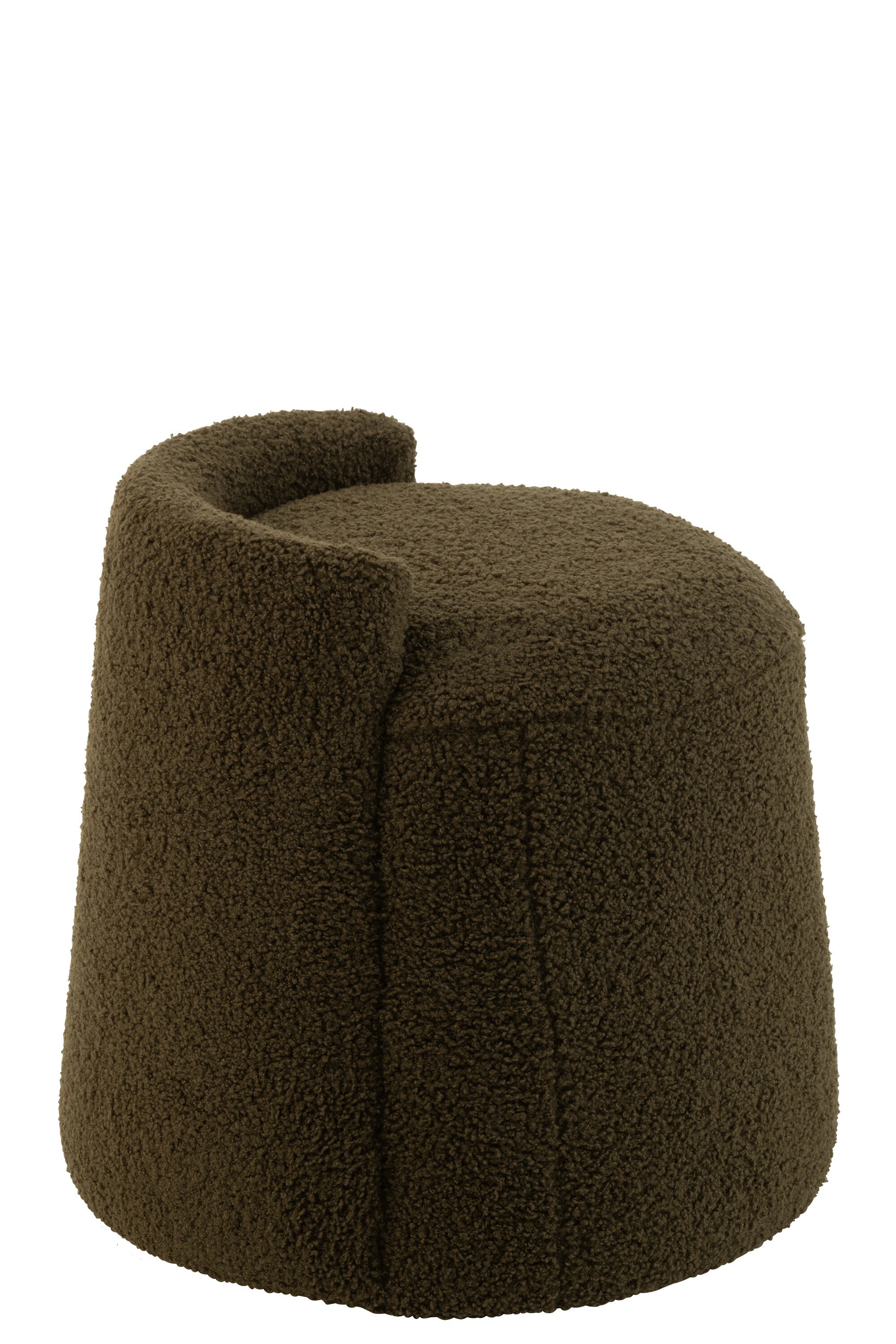 Poef Teddy rond+rug bouclé groen - J-LINE