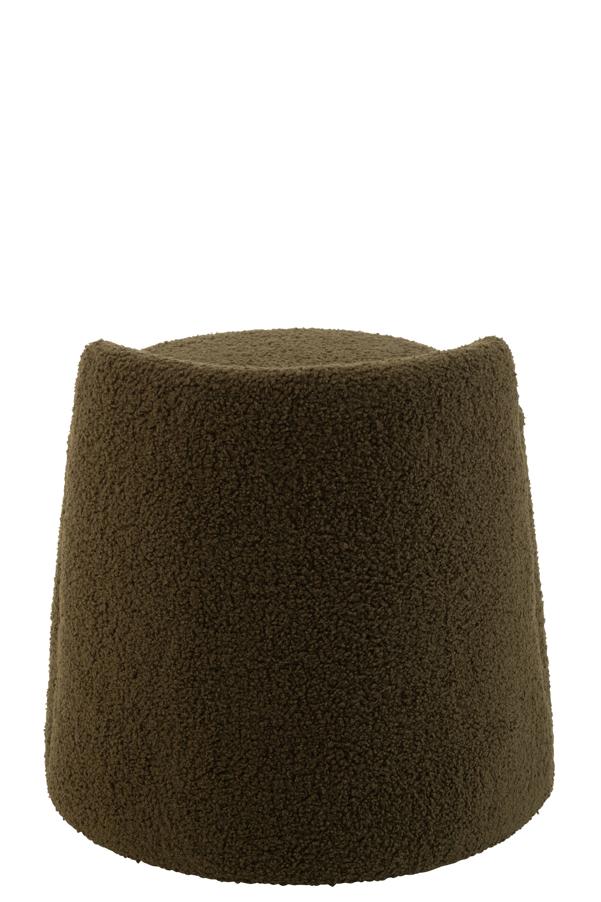 Poef Teddy rond+rug bouclé groen - J-LINE