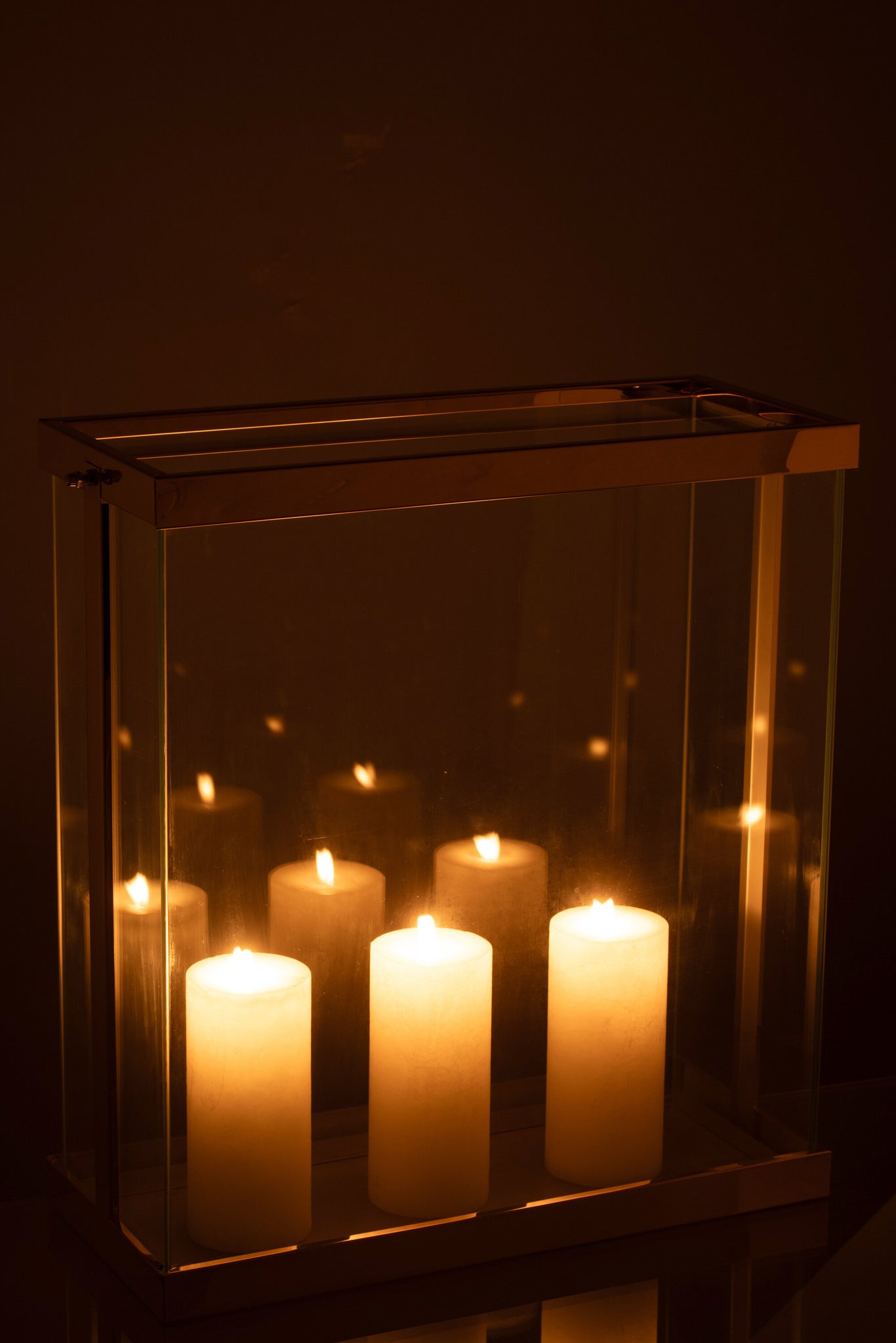 Lanterne Enma Fer/Verre Or L - J-LINE