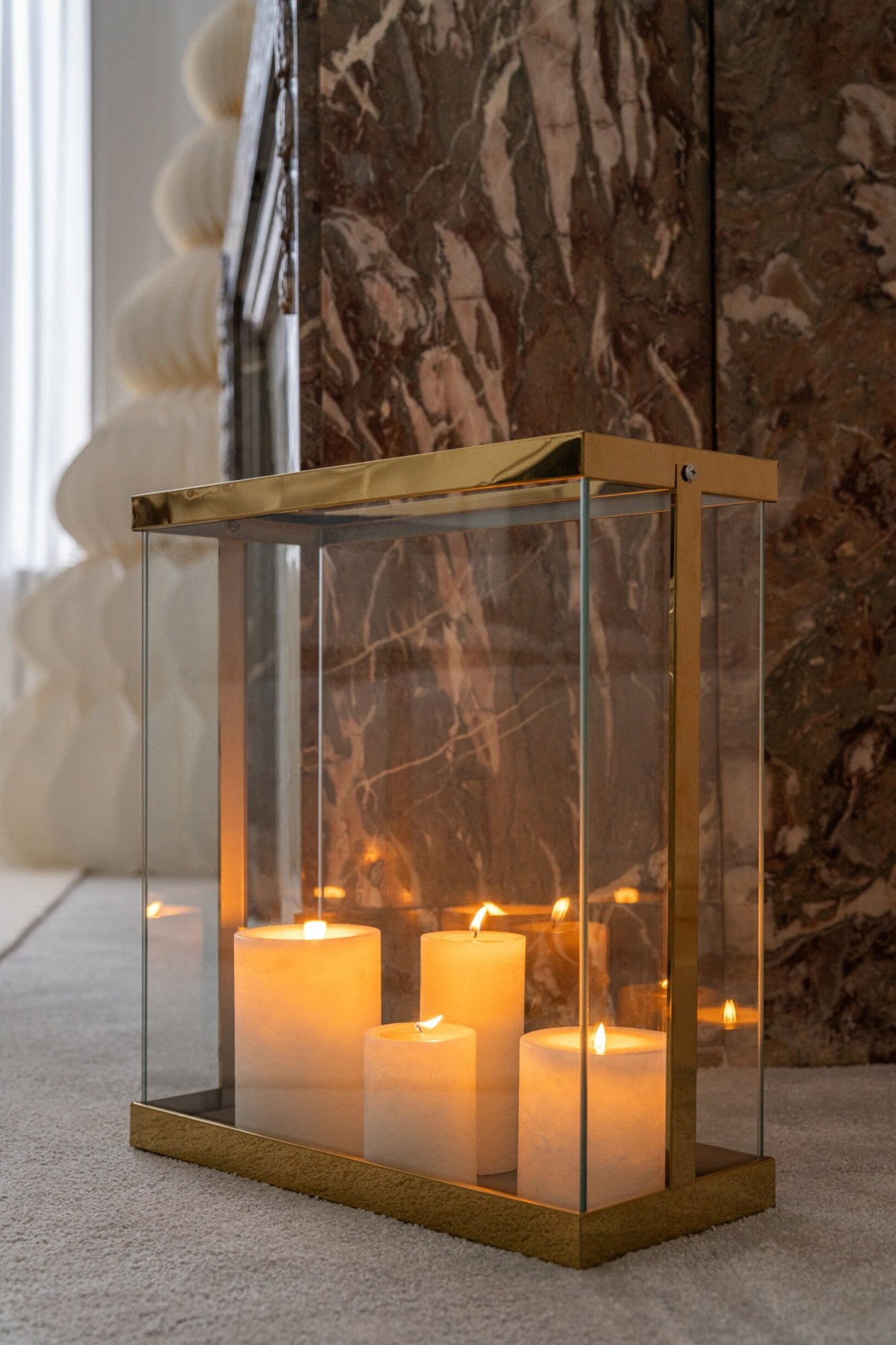 Lantaarn Enma IJzer/Glas Goud L - J-LINE