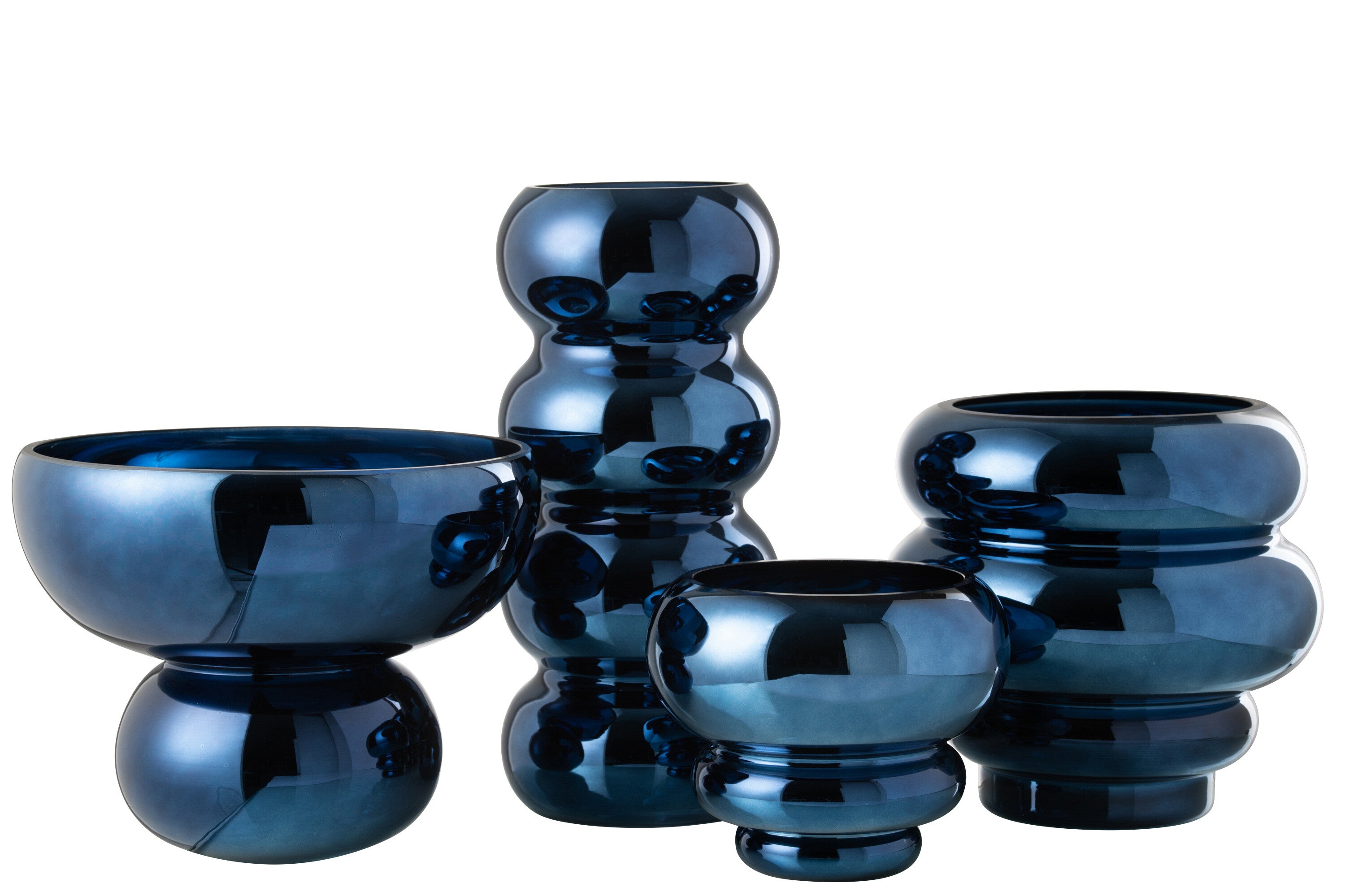 Vaas voet glas blauw - J-LINE