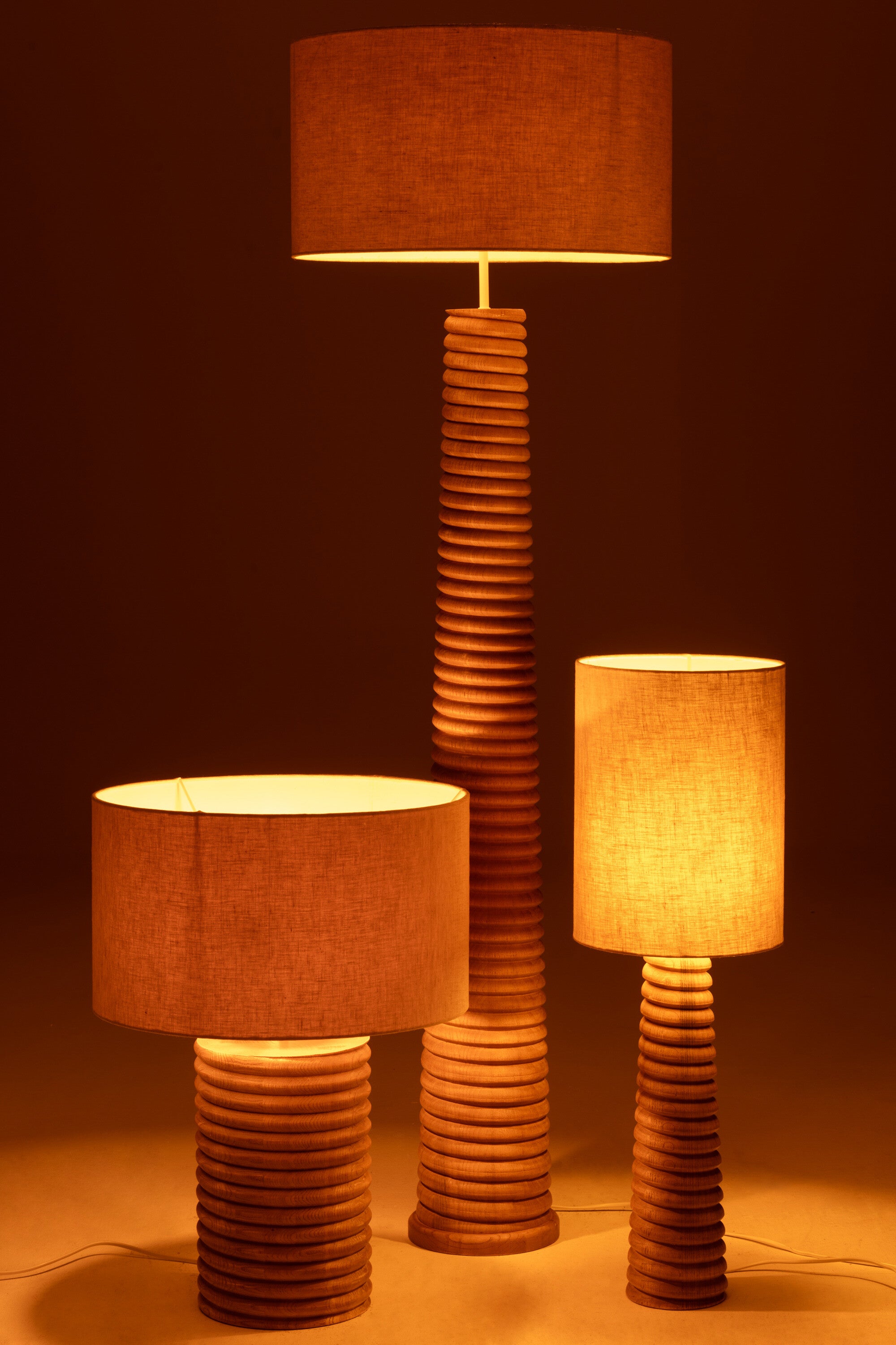 Lampe de table en bois d'Ailanthus, gris - J-LINE