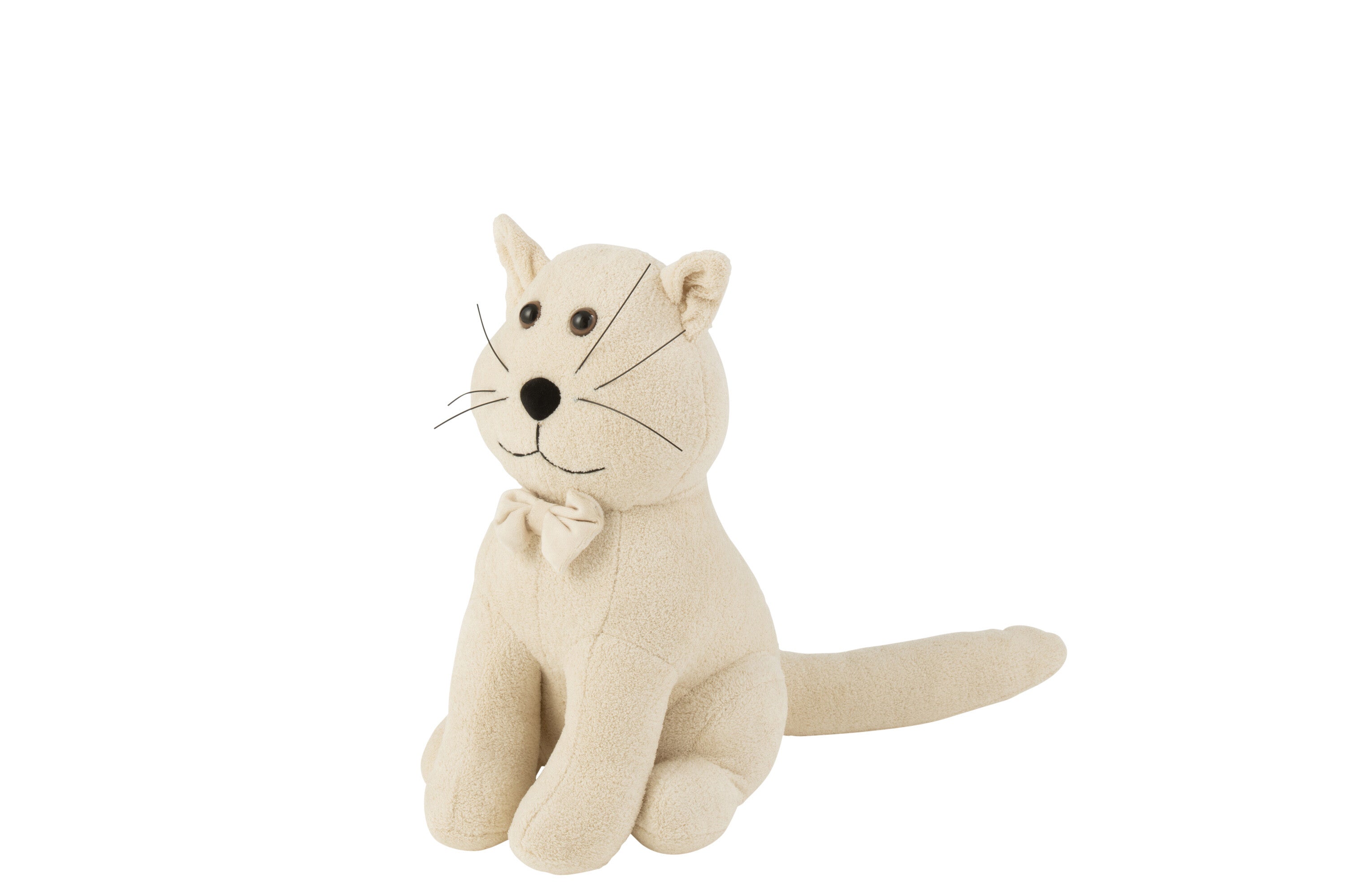 Cale-Porte Chat + Noeud Papillon Bouclé Ecru - J-LINE