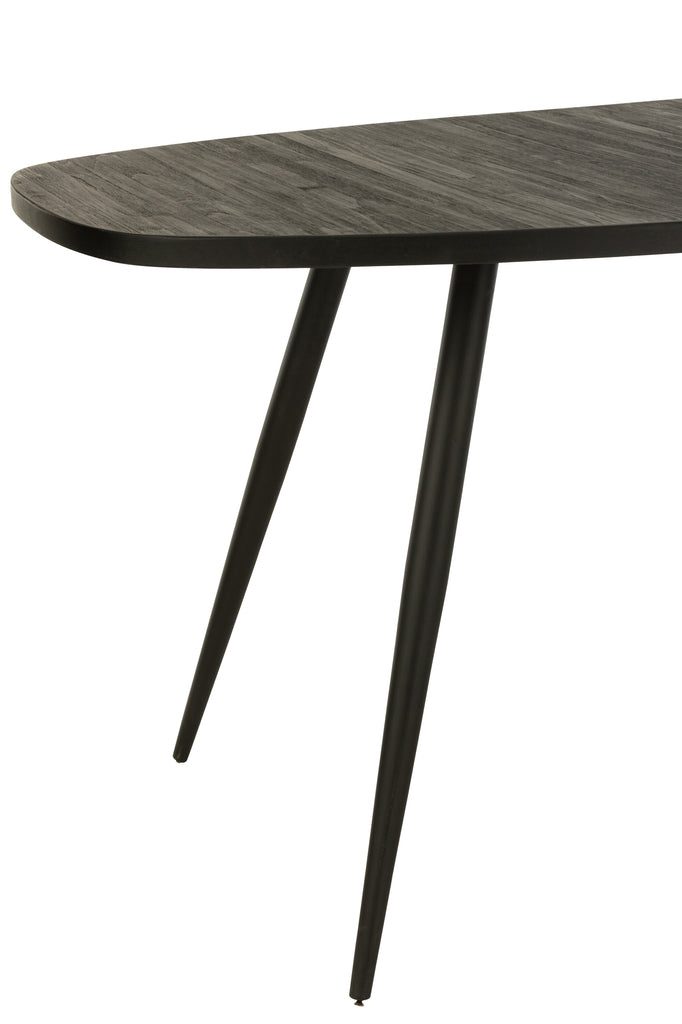 Eettafel Ovaal Teak Zwart- J-LINE