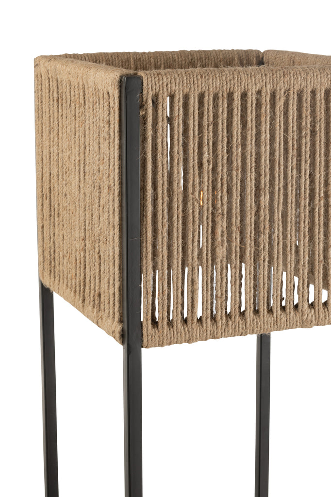 Lampadaire carré Fer/Jute Naturel/Noir - J-LINE