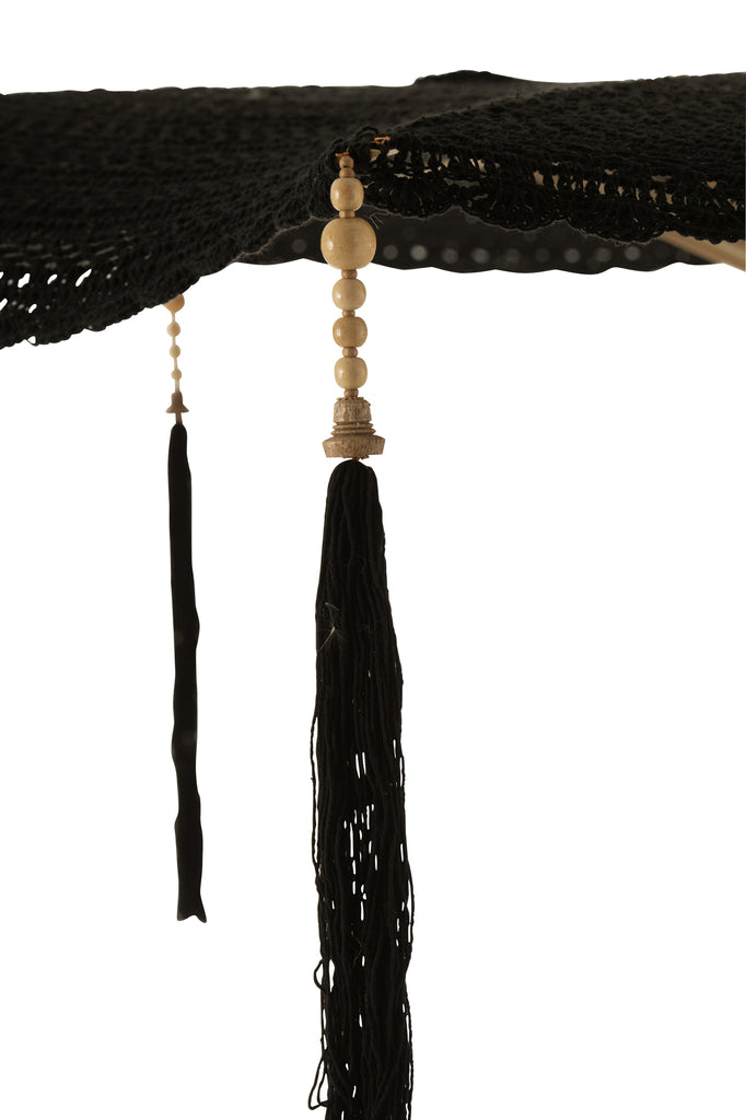 Parasol met kwastjes zwart L - J-LINE