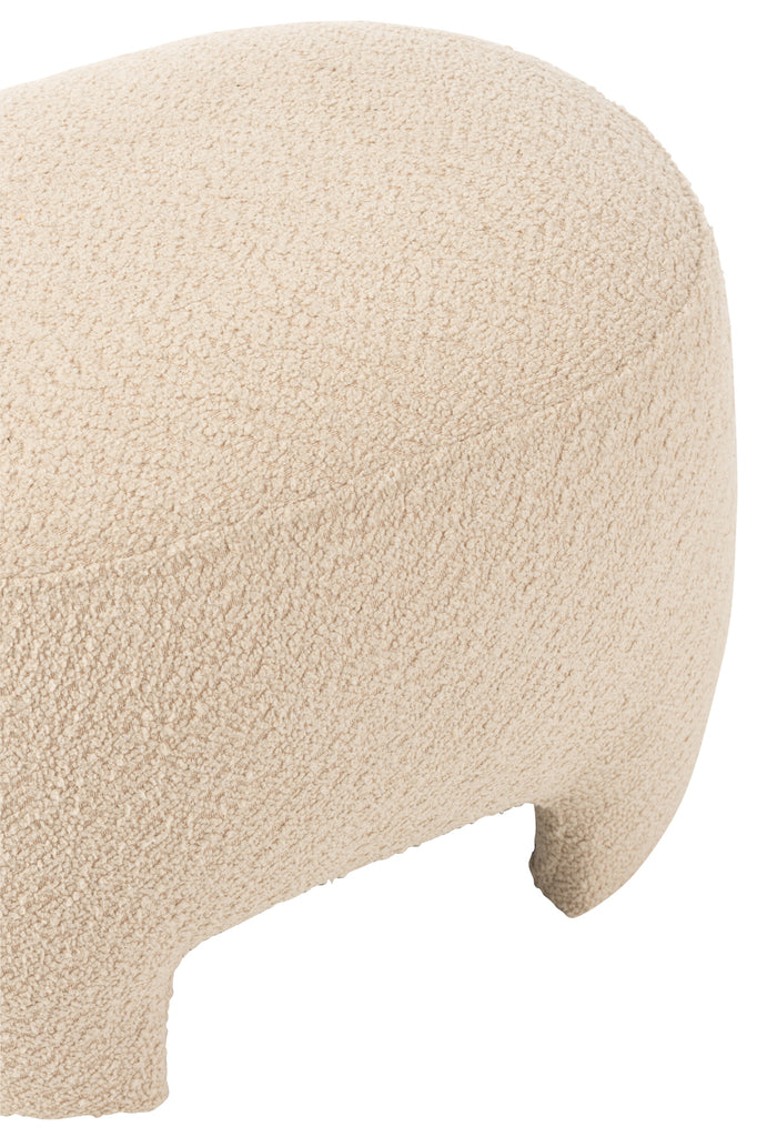 Poef gebreid textiel/hout wit - J-LINE