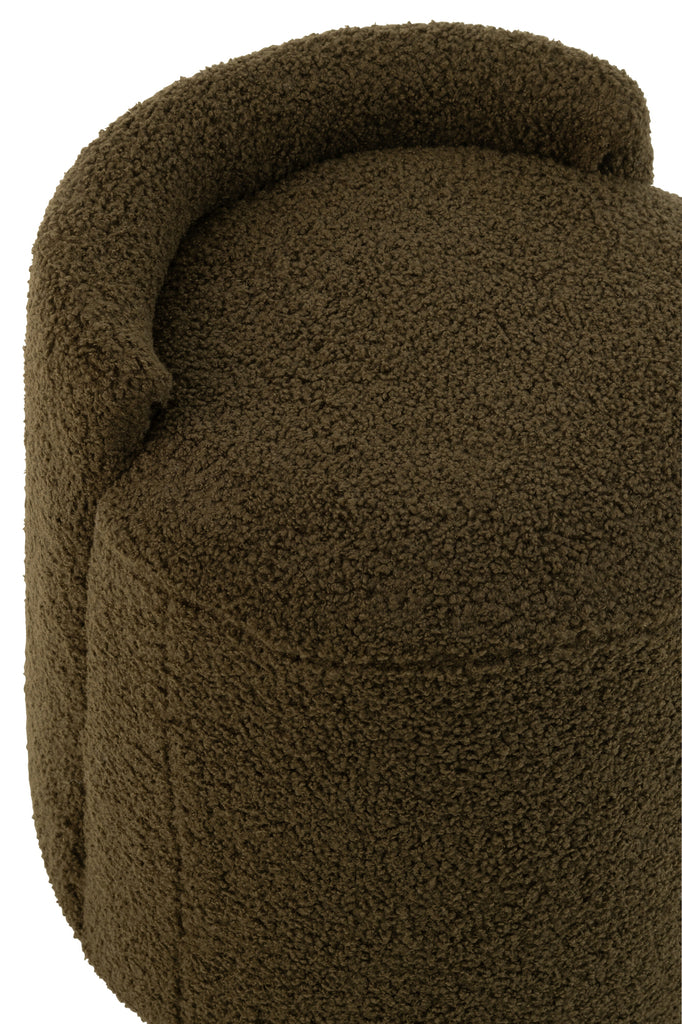 Poef Teddy rond+rug bouclé groen - J-LINE