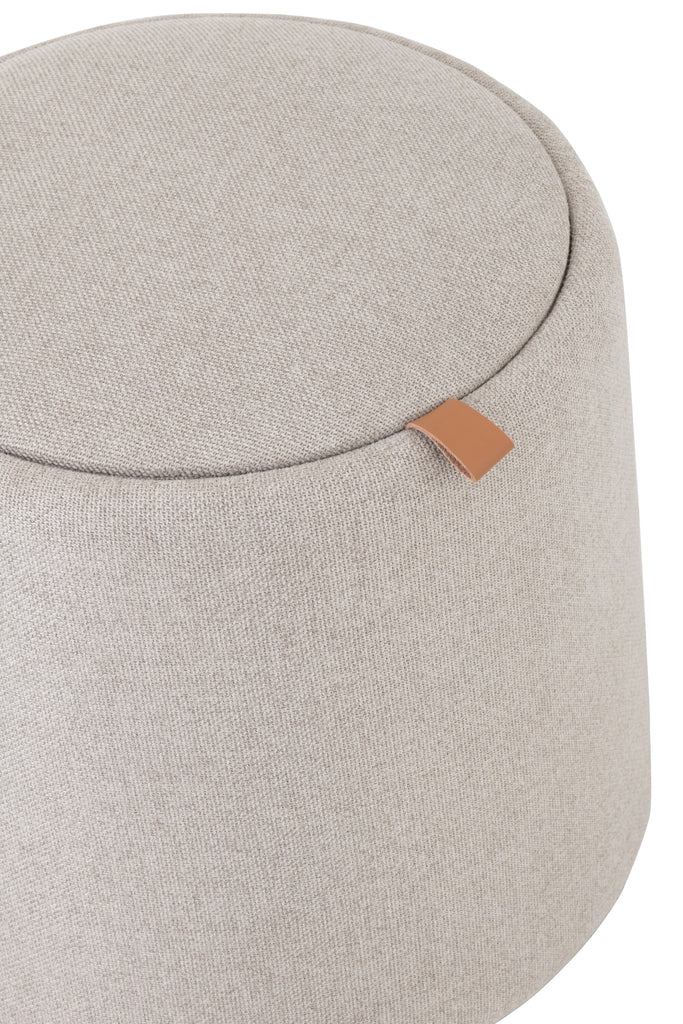 Poef/Bijzettafel textiel/hout beige - J-LINE