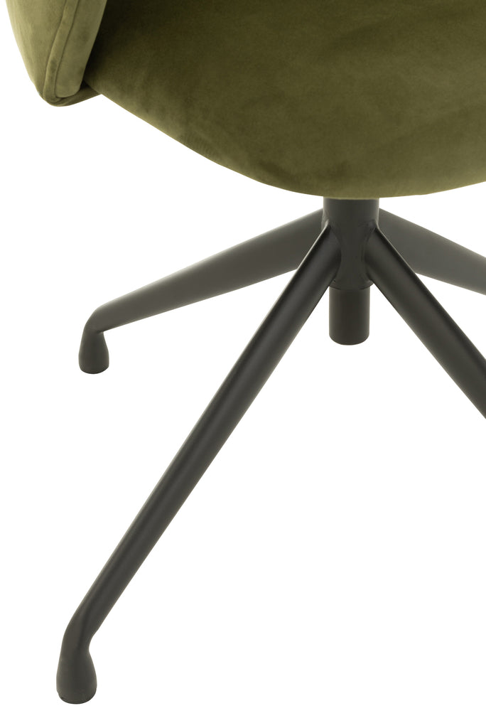 Chaise réglable et rotative en velours vert foncé - J-LINE