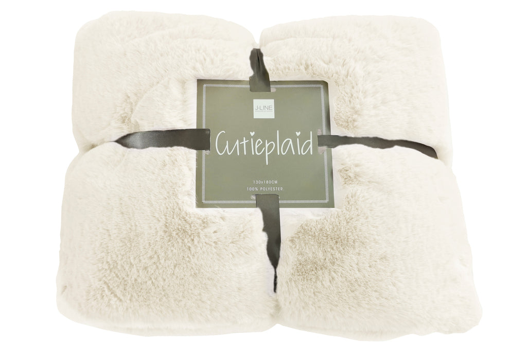 Plaid à carreaux en polyester blanc - J-LINE