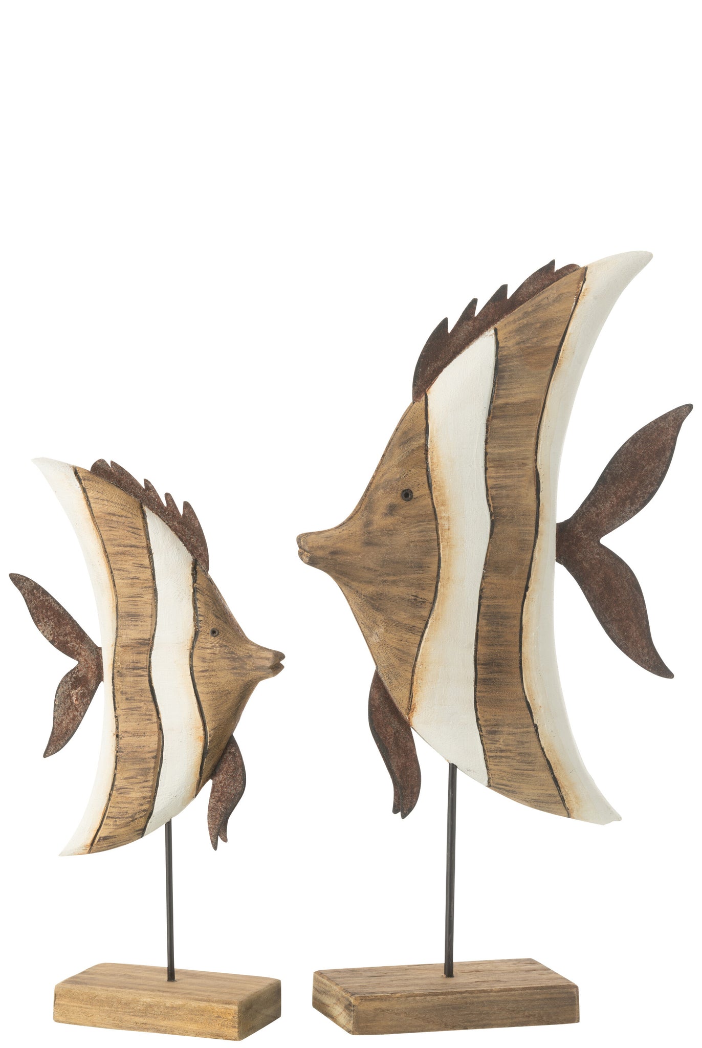 Vis Gestreept Op Stand Paulownia Hout L - J-LINE