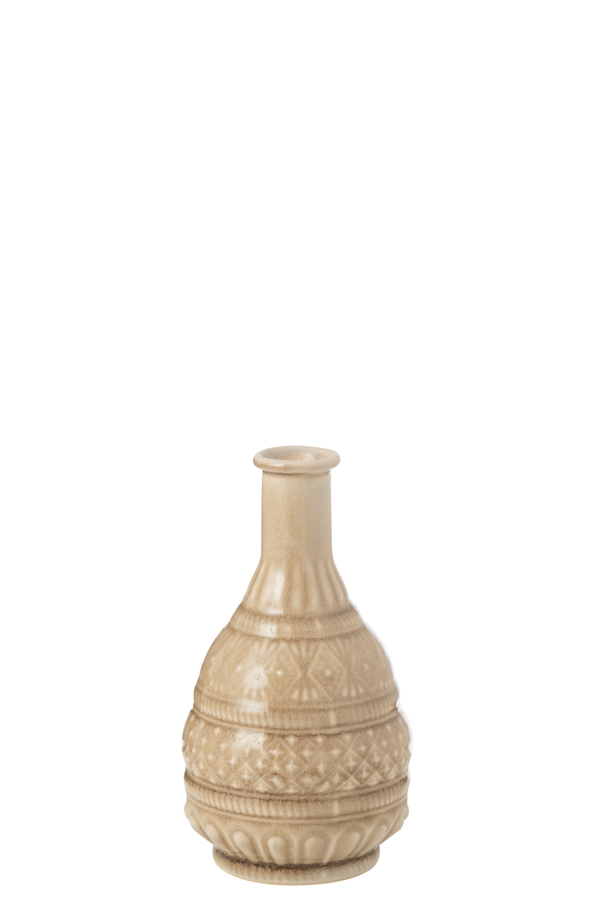 Vase en porcelaine taillée beige - J-LINE