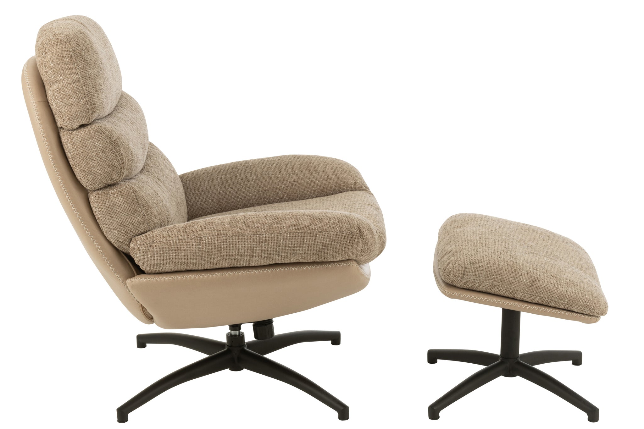 Fauteuil club + repose-pieds Métal/Tissu Gris foncé/Noir - J-LINE - ÉPUISÉ
