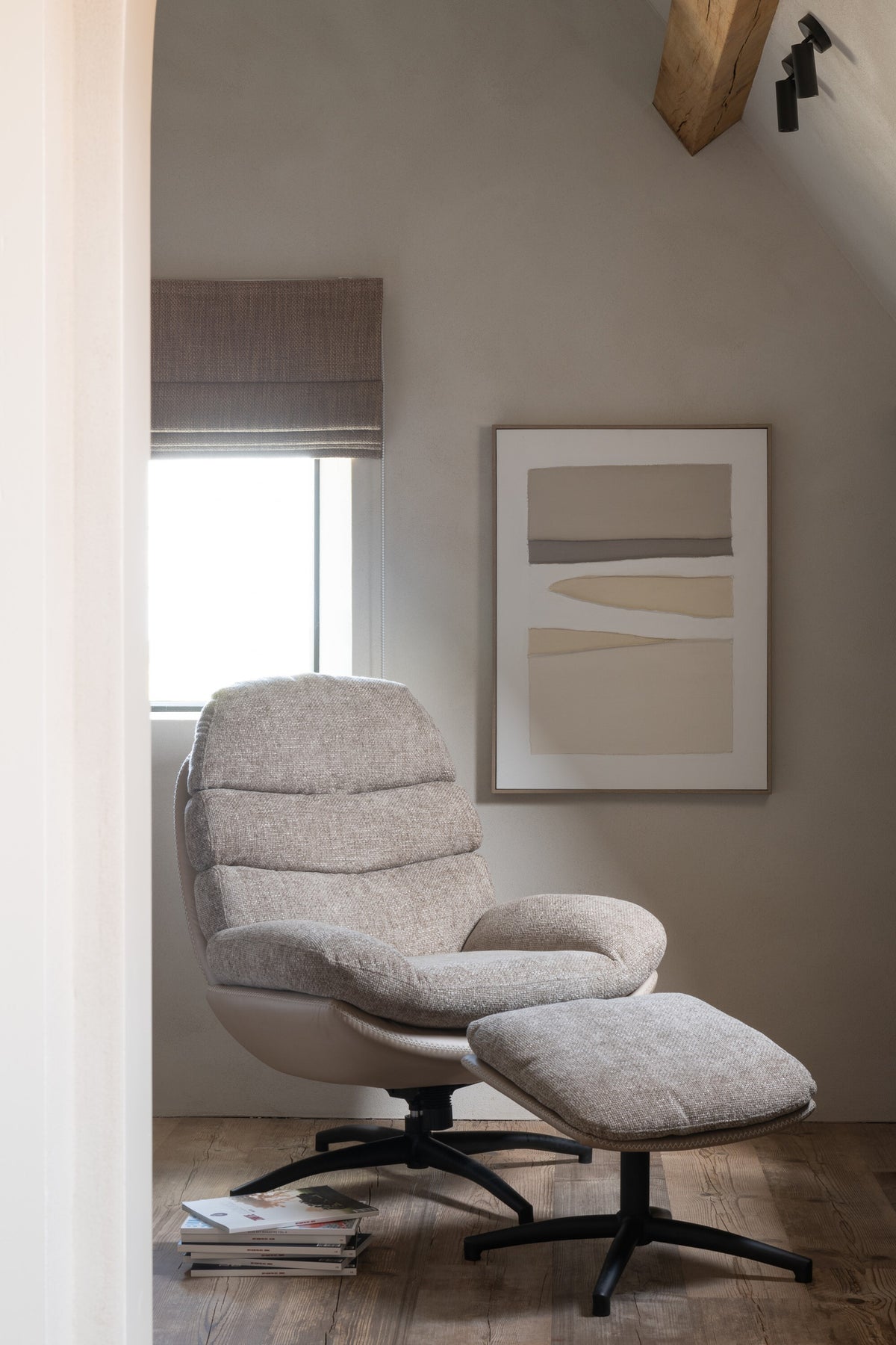 Fauteuil club + repose-pieds Métal/Tissu Gris foncé/Noir - J-LINE - ÉPUISÉ