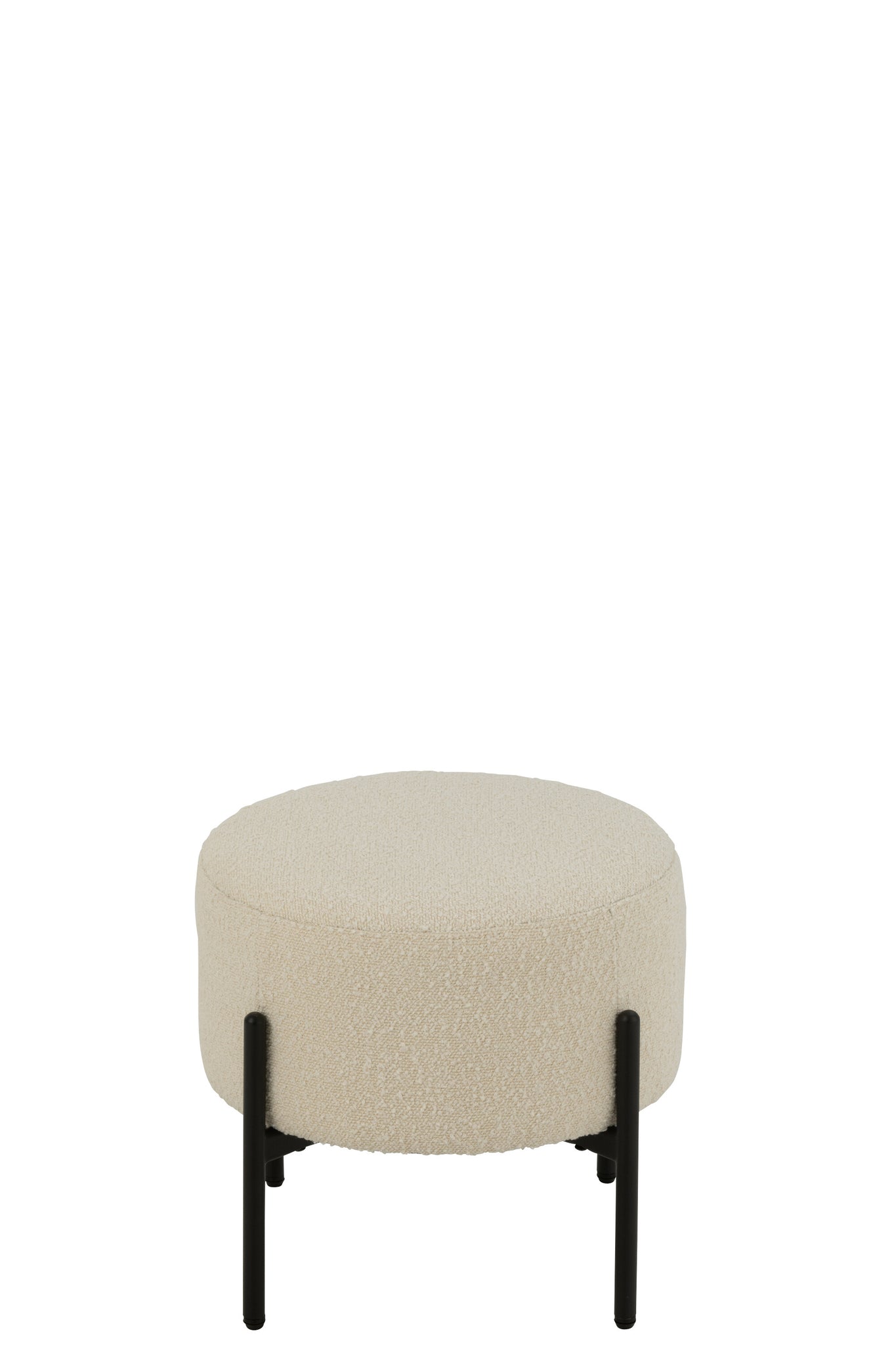Pouf bouclé contreplaqué/polyester blanc/noir - J-LINE