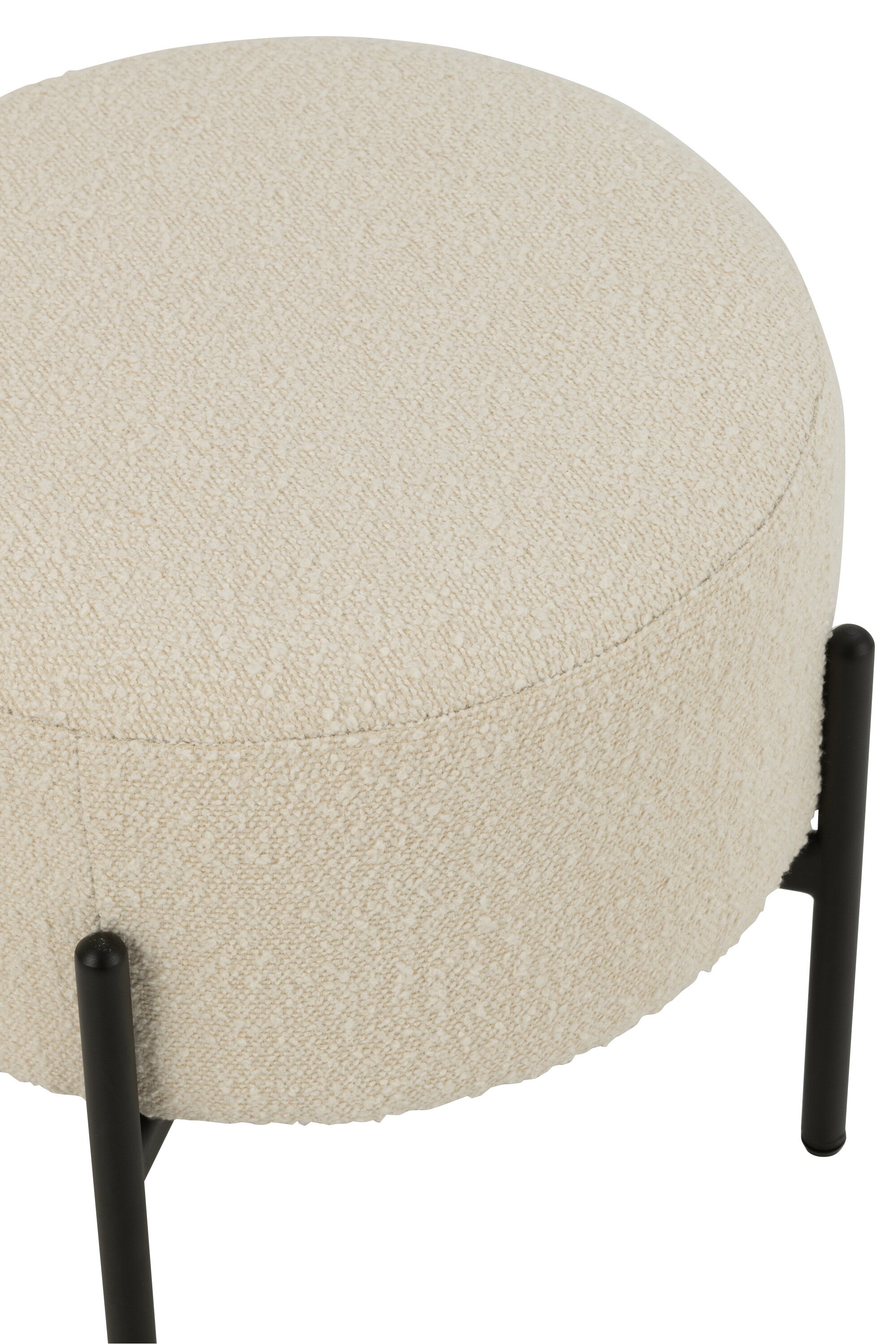Poef bouclé triplex/polyester wit/zwart - J-LINE