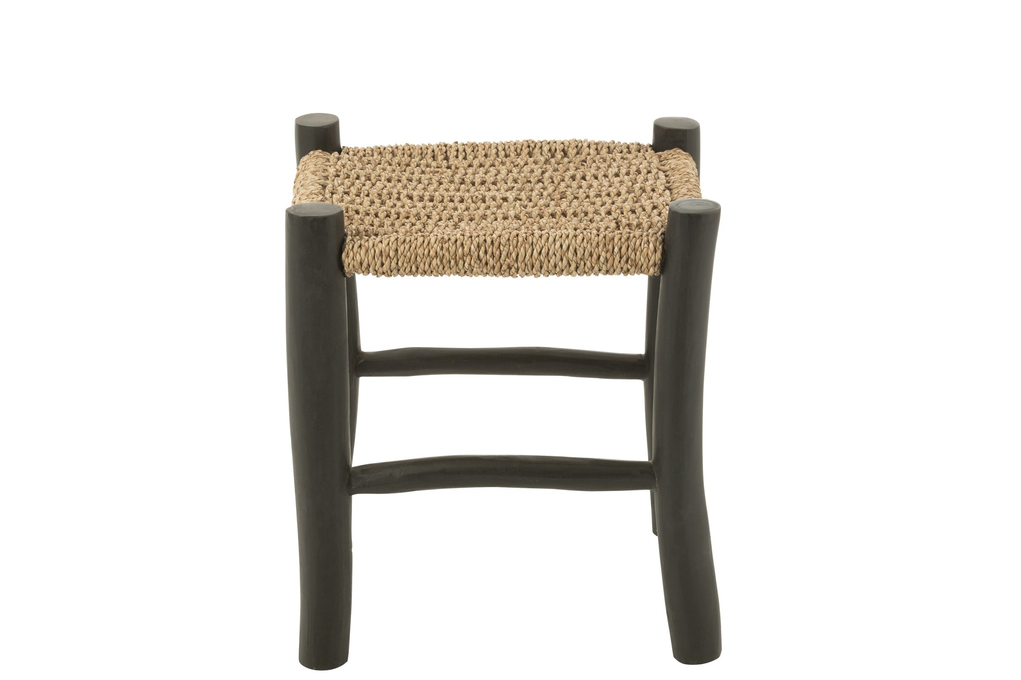 Tabouret carré Teck/Herbier de mer Noir/Naturel - J-LINE