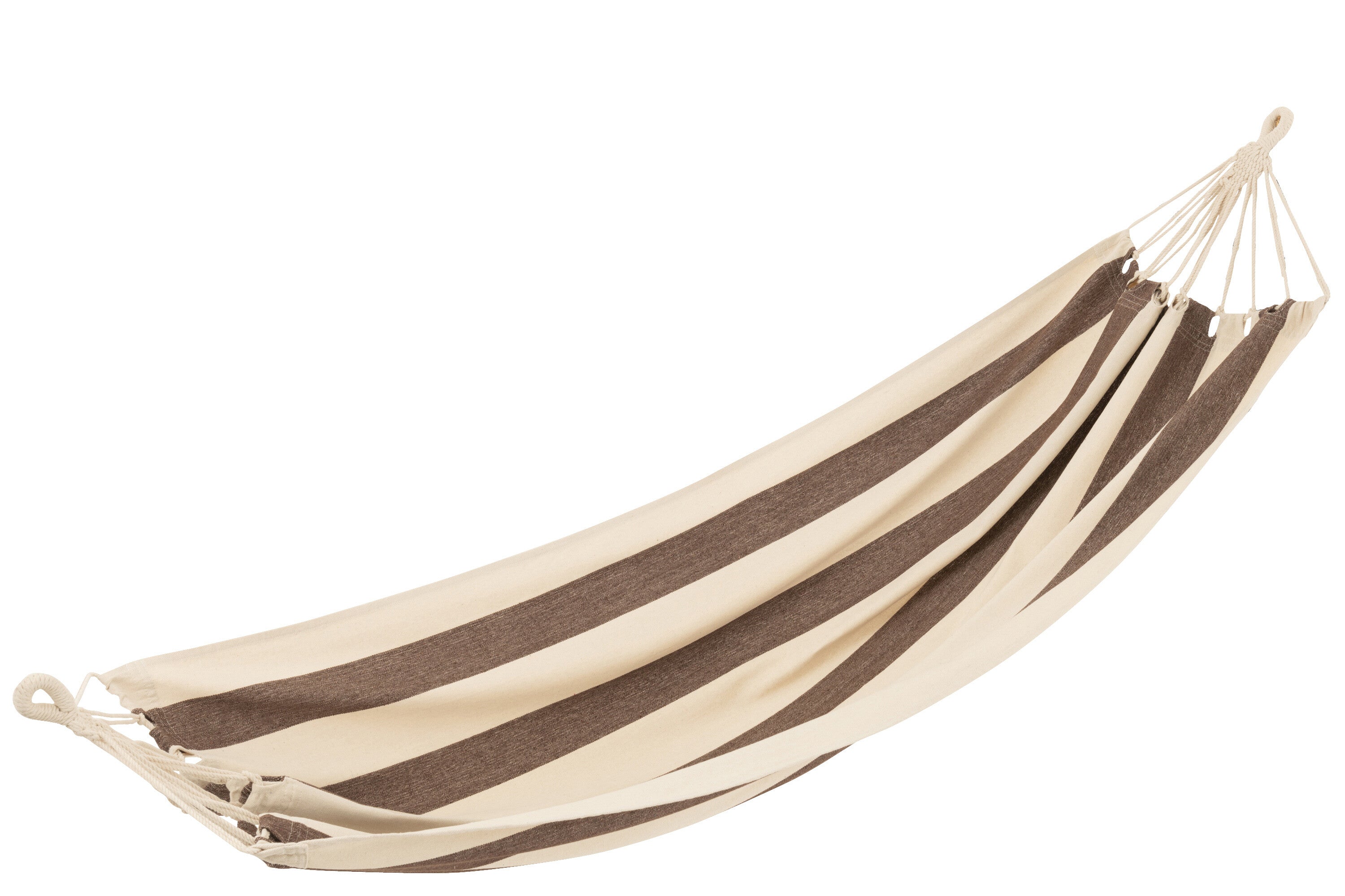 Hangmat brede strepen donkerbruin/beige - J-LINE