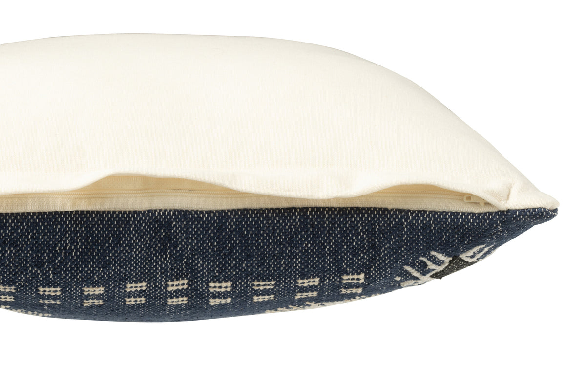 Coussin coton bleu foncé/blanc - J-LINE