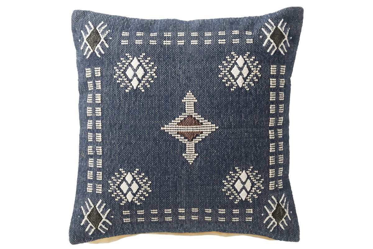 Coussin coton bleu foncé/blanc - J-LINE