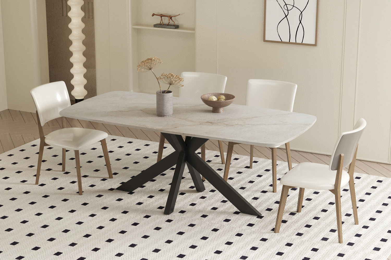 Tafel 'Apollo' 180 cm Deens ovaal glanzend steen Shakespear beige - RS