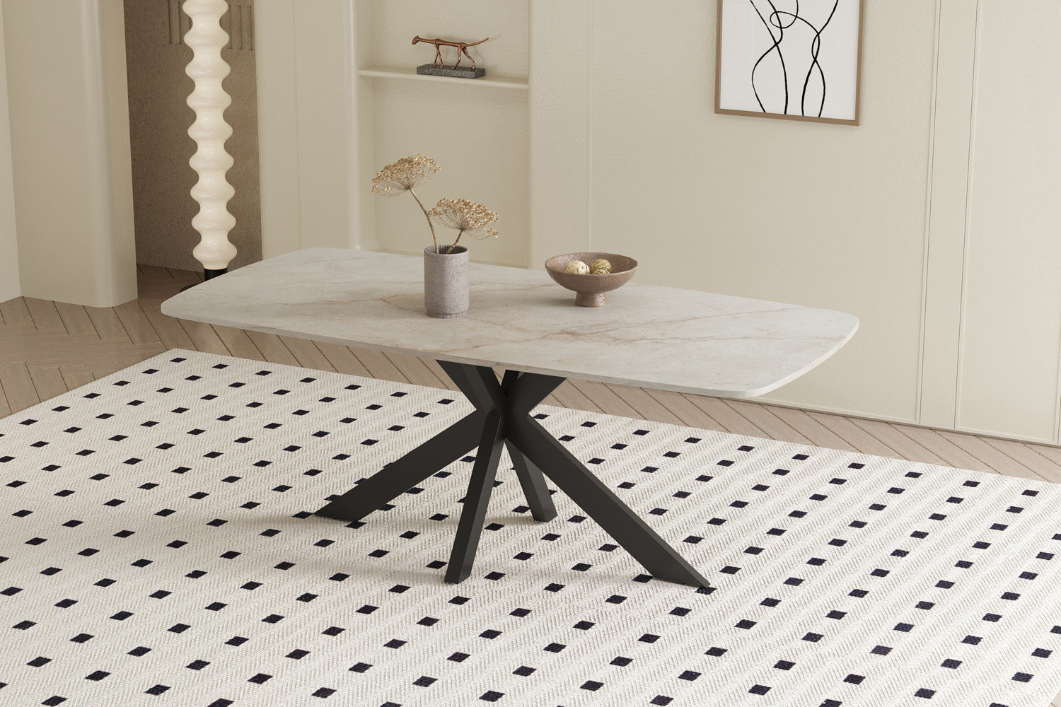 Tafel 'Apollo' 180 cm Deens ovaal glanzend steen Shakespear beige - RS