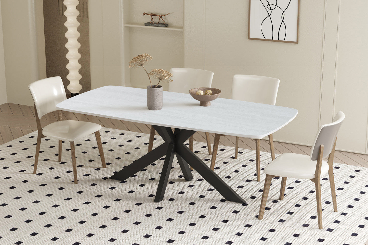 Eettafel 'Apollo' 180 cm Deens Ovaal Steen Barok Grijs - RS