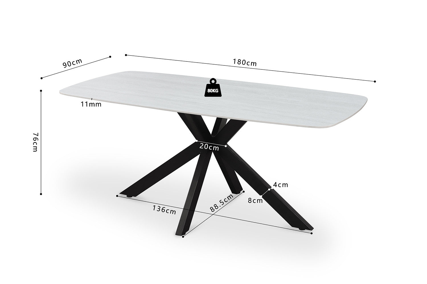 Eettafel 'Apollo' 180 cm Deens Ovaal Steen Barok Grijs - RS