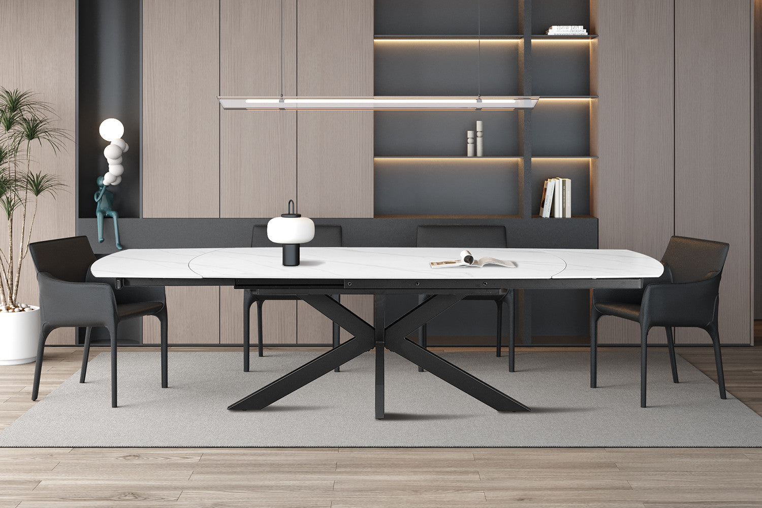 Uitschuifbare tafel 'Ares' 160-240 cm Deens Ovaal Steen Wit - RS