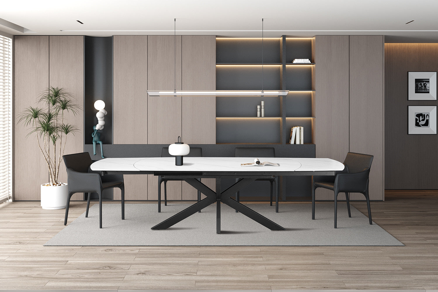 Uitschuifbare tafel 'Ares' 160-240 cm Deens Ovaal Steen Wit - RS