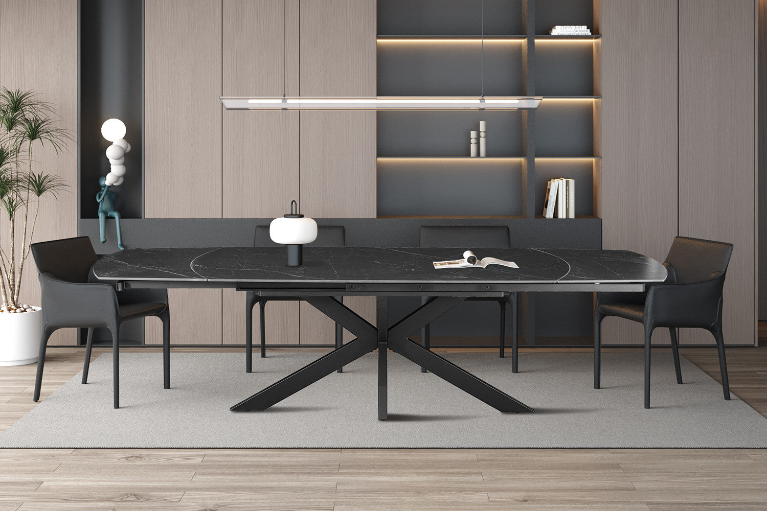 Eettafel Uitschuifbaar 'Ares' 160-240 cm Deens Ovaal Steen Zwart - RS