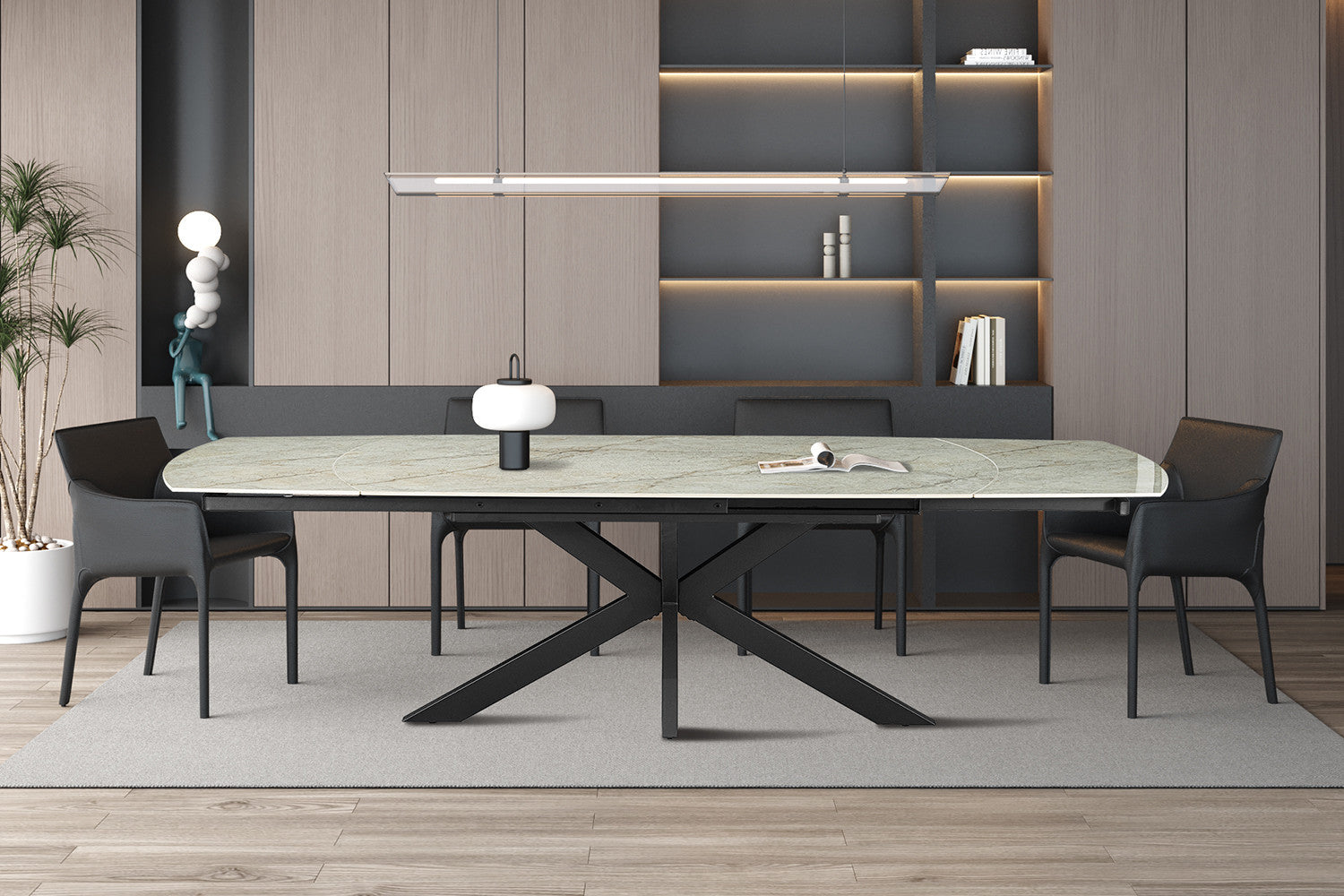 Uitschuifbare tafel 'Ares' 160-240 cm Deens Ovaal Glanzend Steen beige - RS