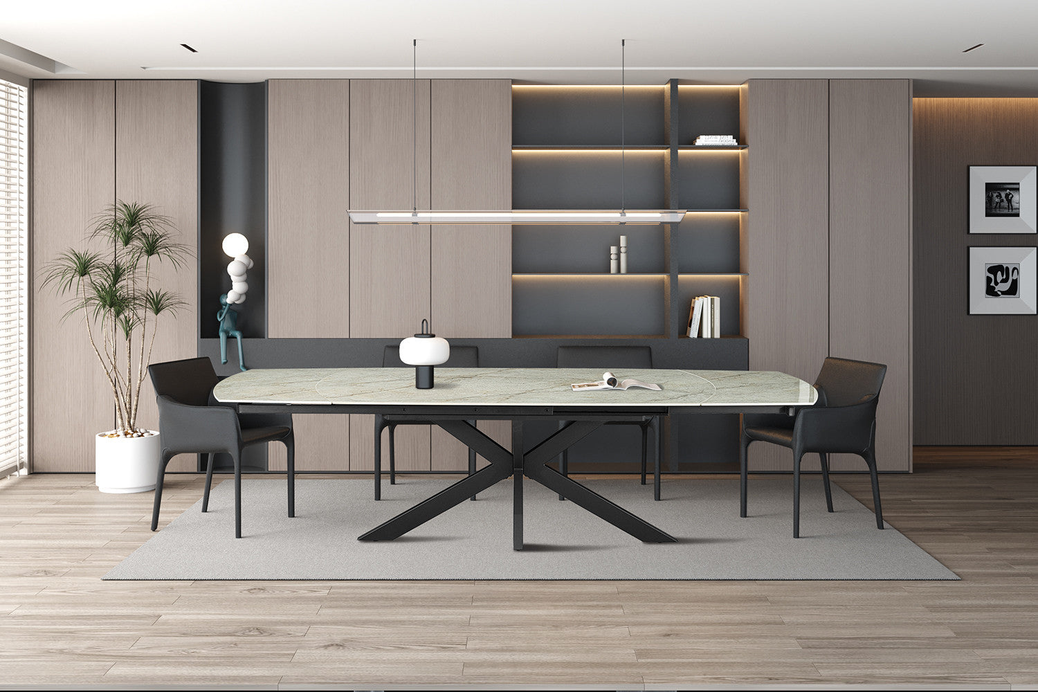 Uitschuifbare tafel 'Ares' 160-240 cm Deens Ovaal Glanzend Steen beige - RS